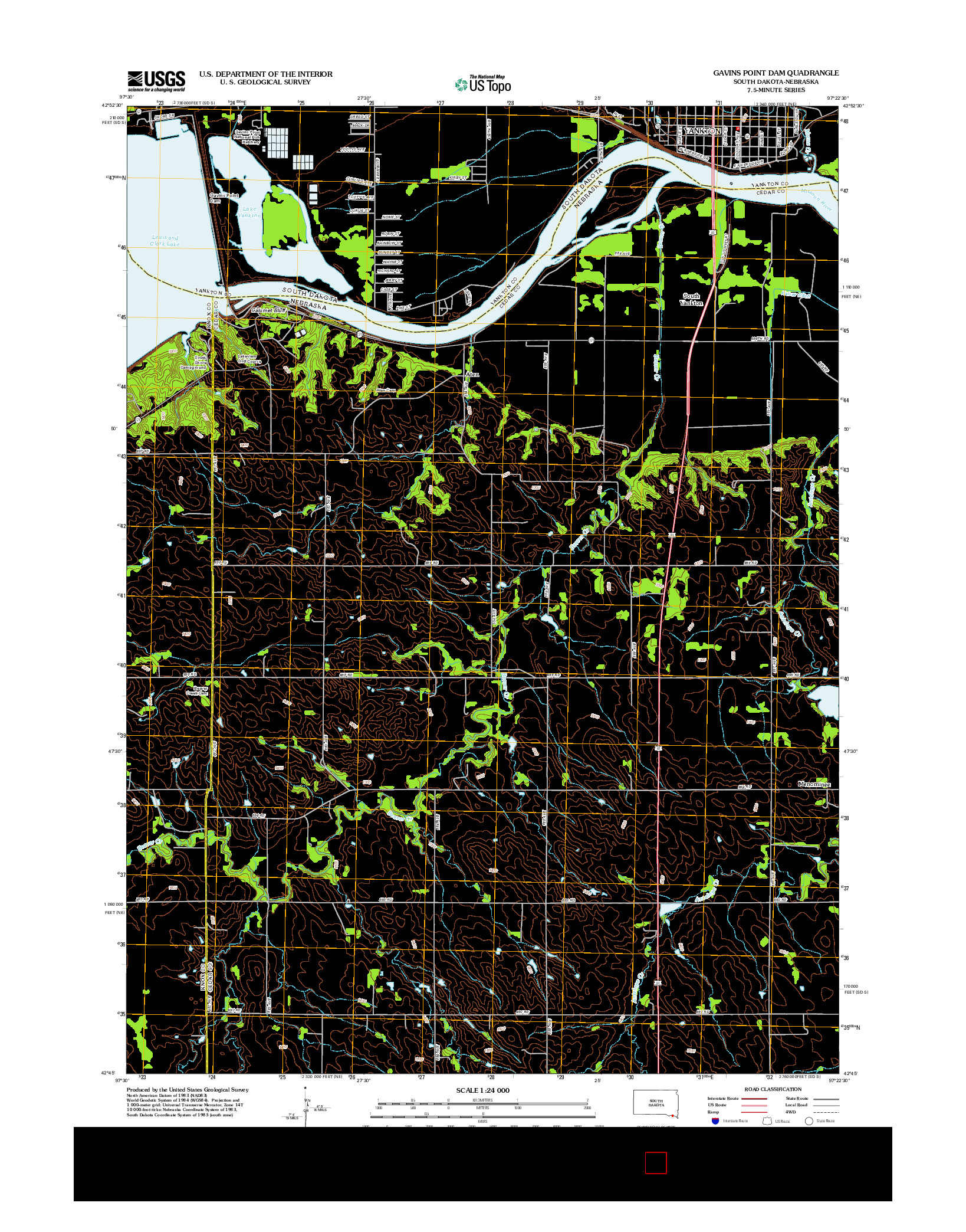 USGS US TOPO 7.5-MINUTE MAP FOR GAVINS POINT DAM, SD-NE 2012