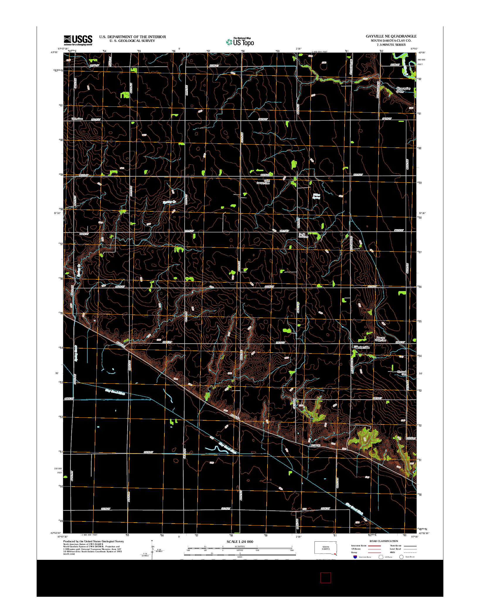 USGS US TOPO 7.5-MINUTE MAP FOR GAYVILLE NE, SD 2012