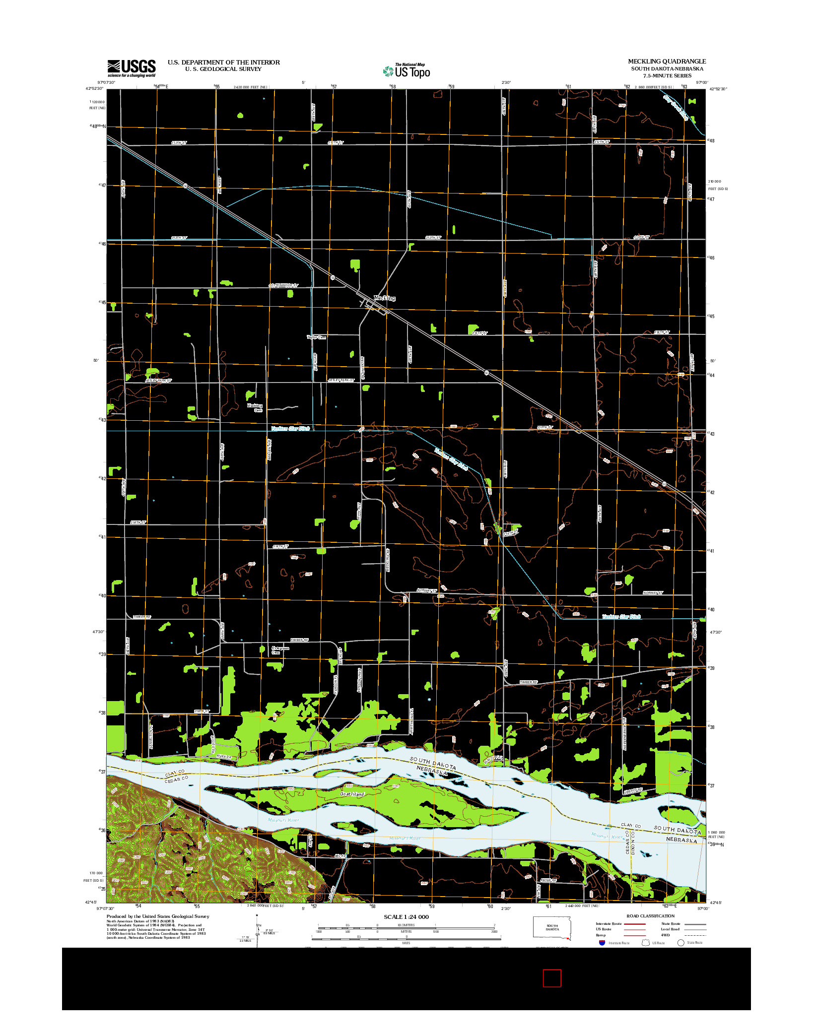 USGS US TOPO 7.5-MINUTE MAP FOR MECKLING, SD-NE 2012
