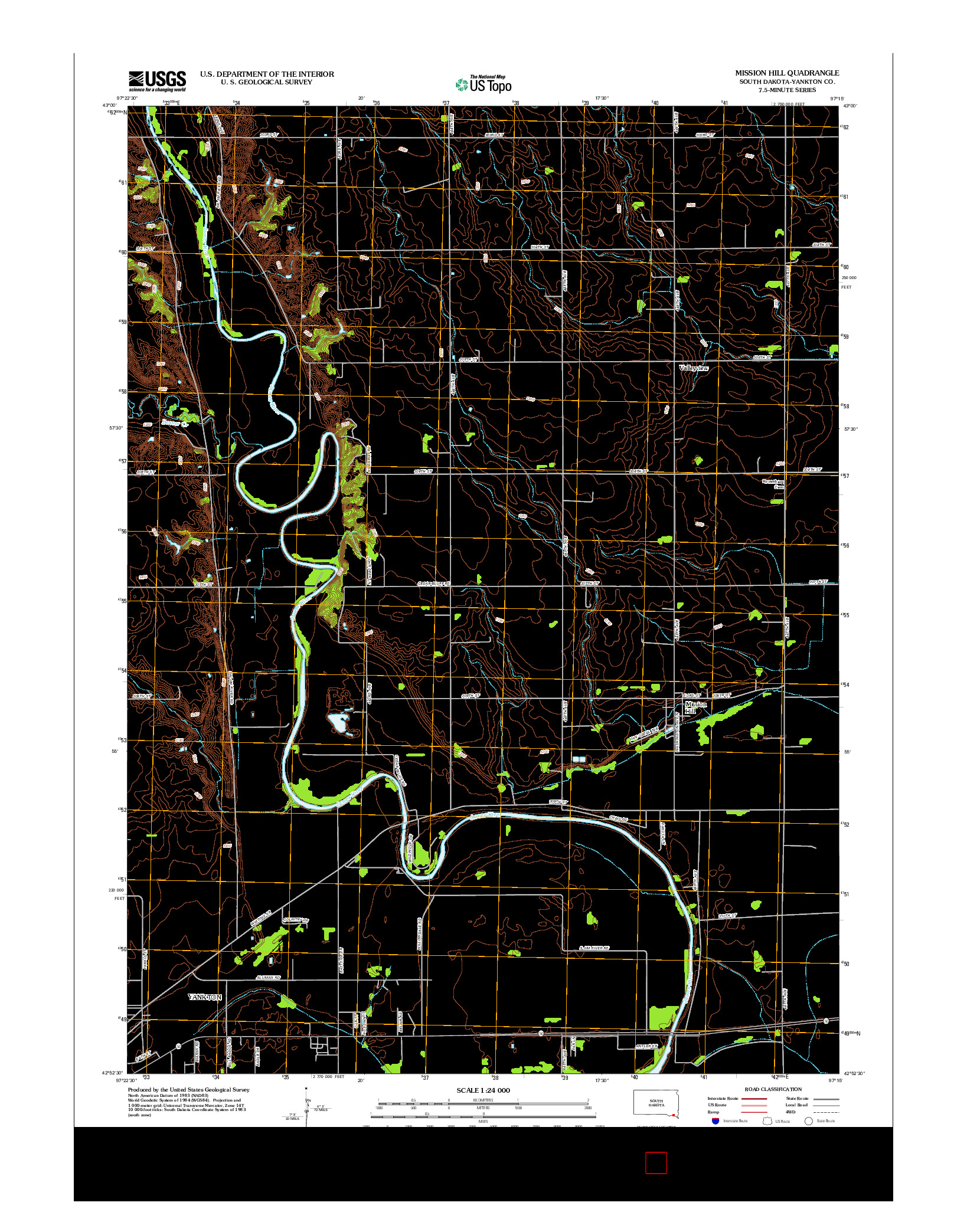 USGS US TOPO 7.5-MINUTE MAP FOR MISSION HILL, SD 2012