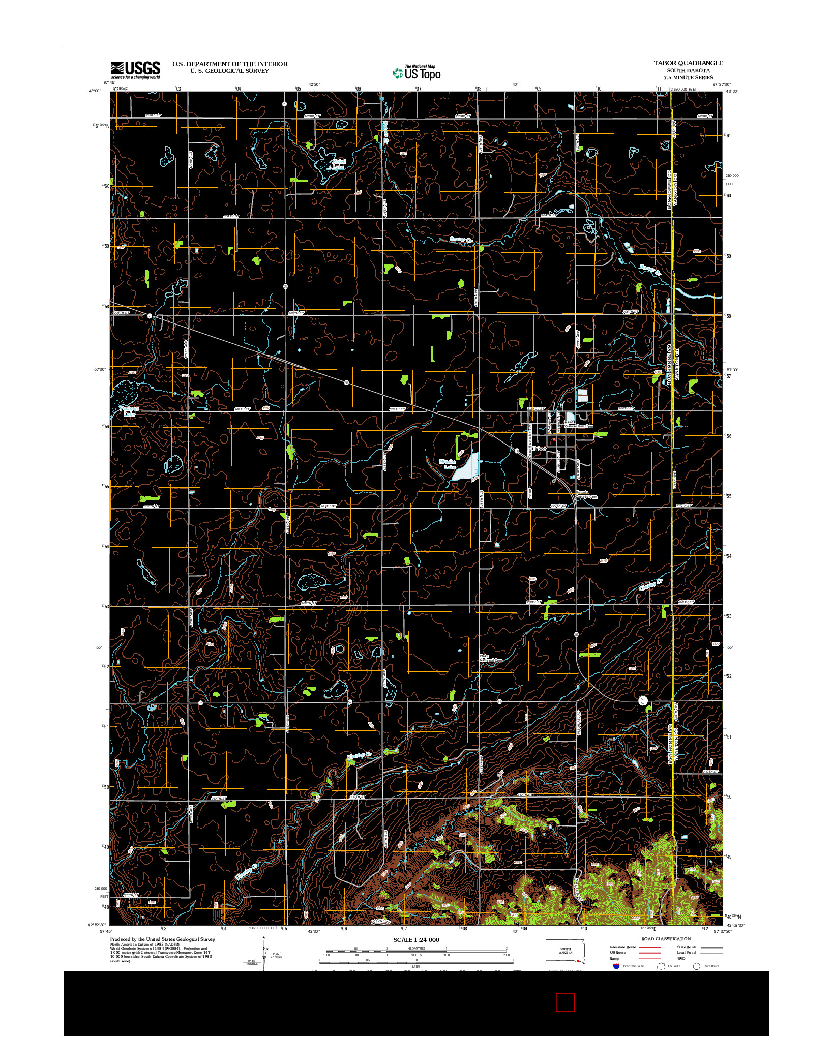 USGS US TOPO 7.5-MINUTE MAP FOR TABOR, SD 2012