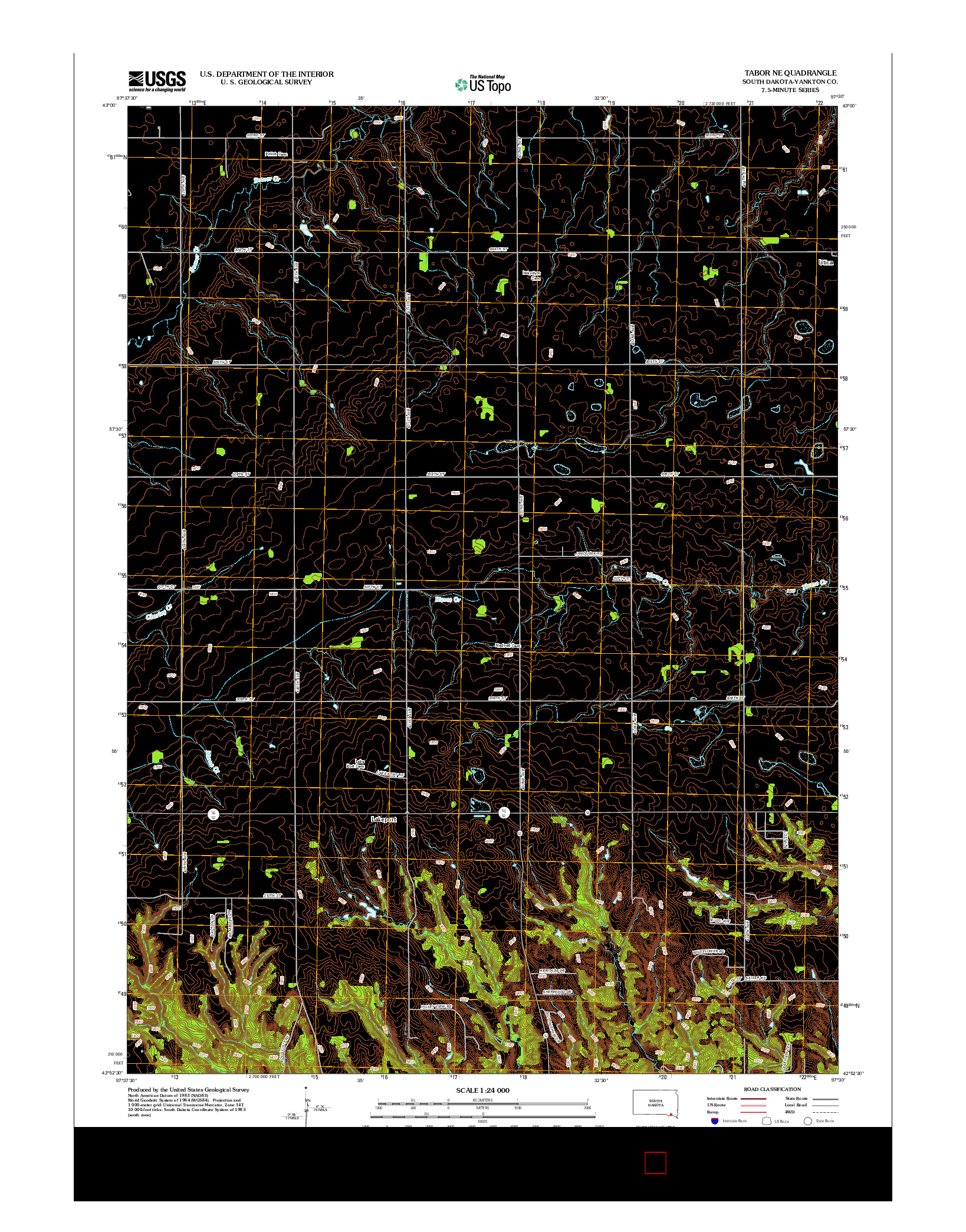 USGS US TOPO 7.5-MINUTE MAP FOR TABOR NE, SD 2012