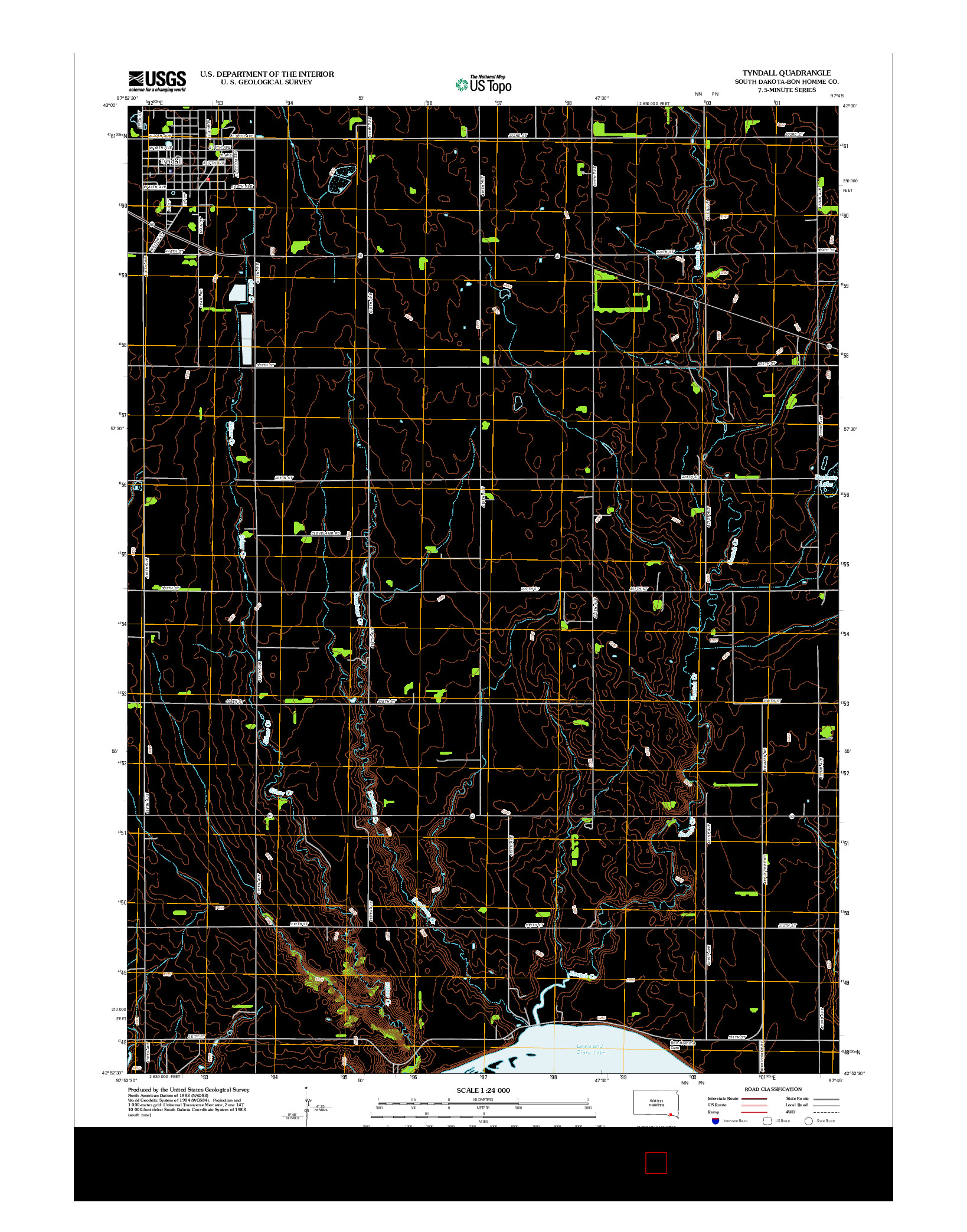 USGS US TOPO 7.5-MINUTE MAP FOR TYNDALL, SD 2012