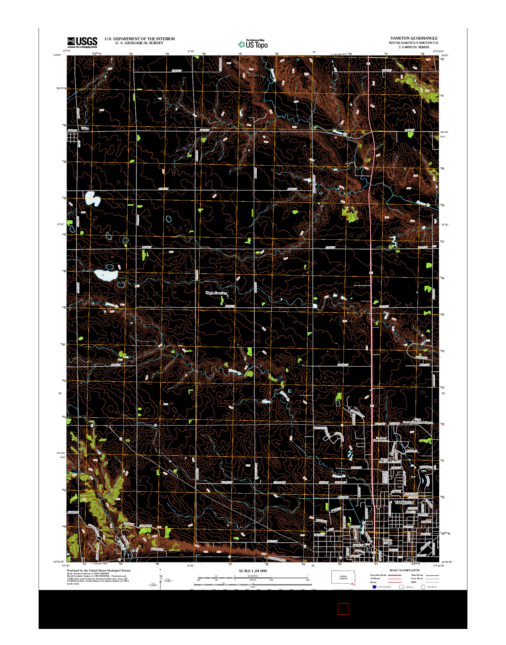 USGS US TOPO 7.5-MINUTE MAP FOR YANKTON, SD 2012