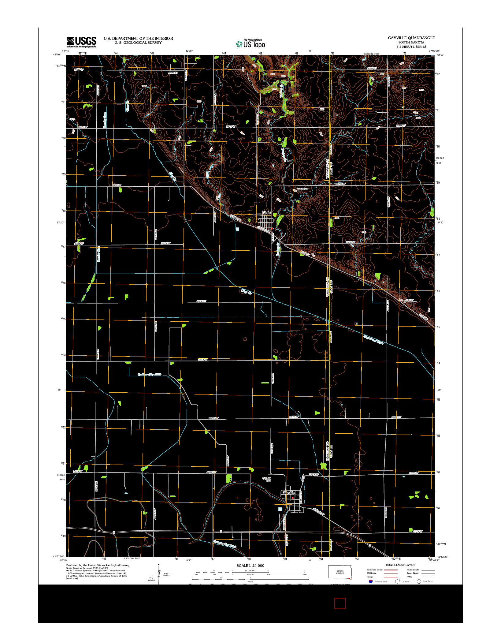 USGS US TOPO 7.5-MINUTE MAP FOR GAYVILLE, SD 2012