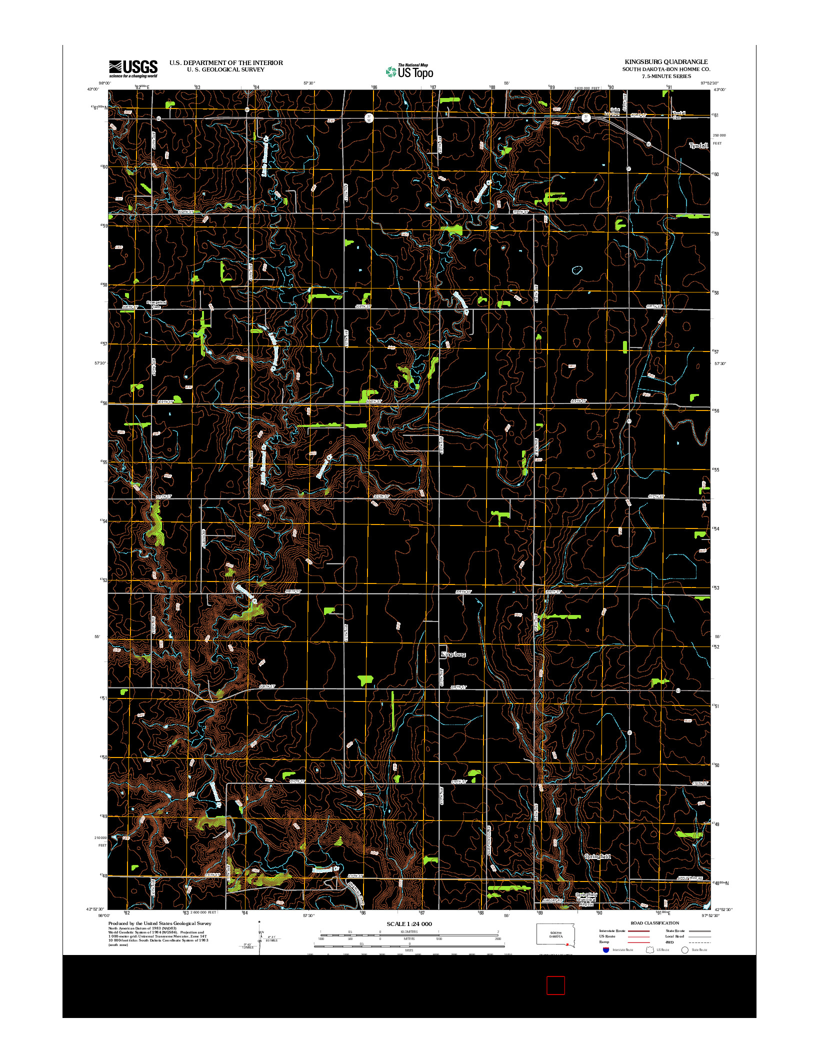 USGS US TOPO 7.5-MINUTE MAP FOR KINGSBURG, SD 2012