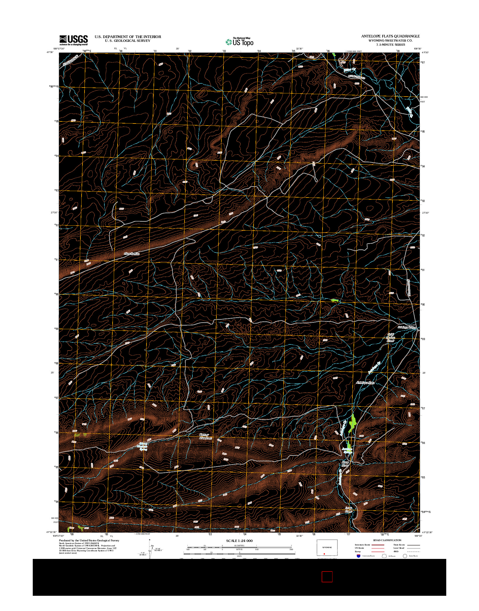 USGS US TOPO 7.5-MINUTE MAP FOR ANTELOPE FLATS, WY 2012