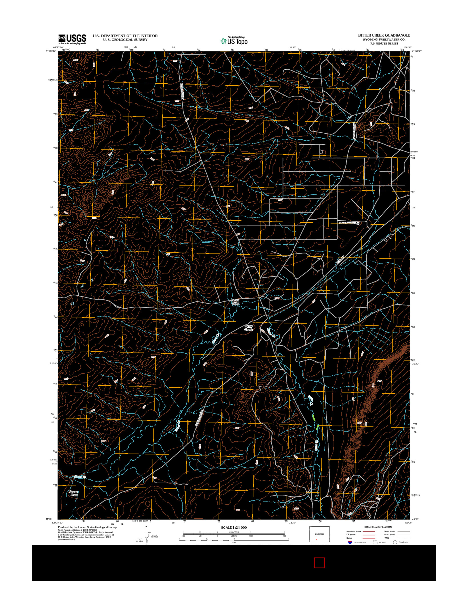 USGS US TOPO 7.5-MINUTE MAP FOR BITTER CREEK, WY 2012