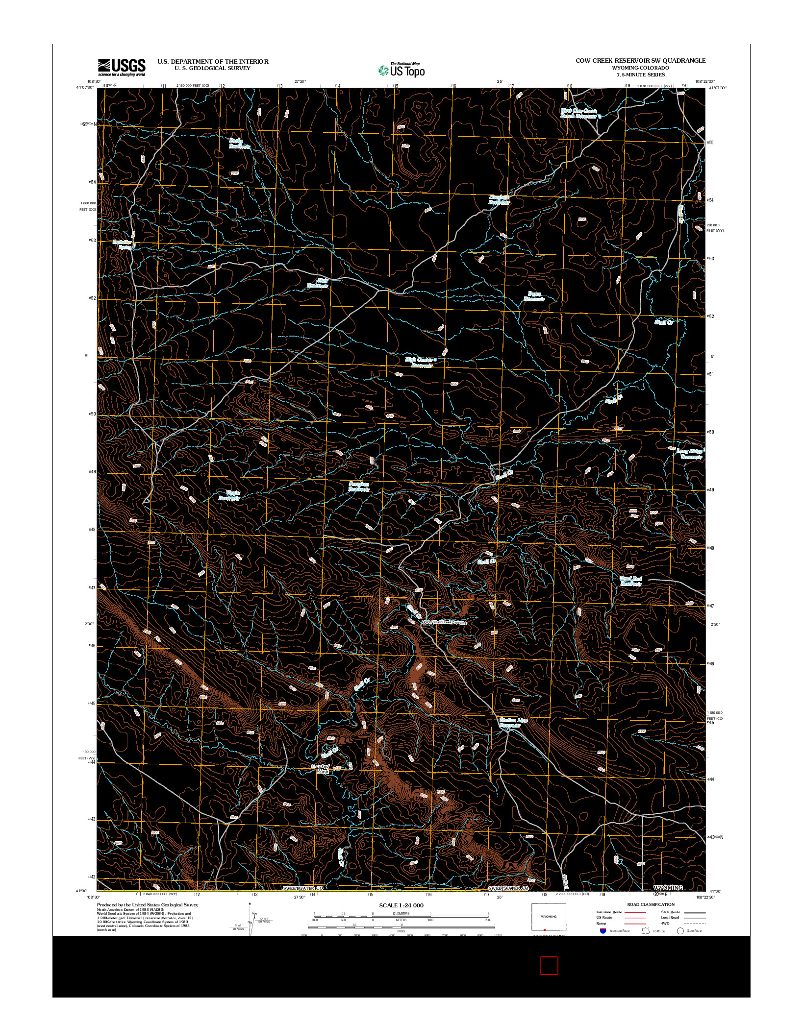 USGS US TOPO 7.5-MINUTE MAP FOR COW CREEK RESERVOIR SW, WY-CO 2012