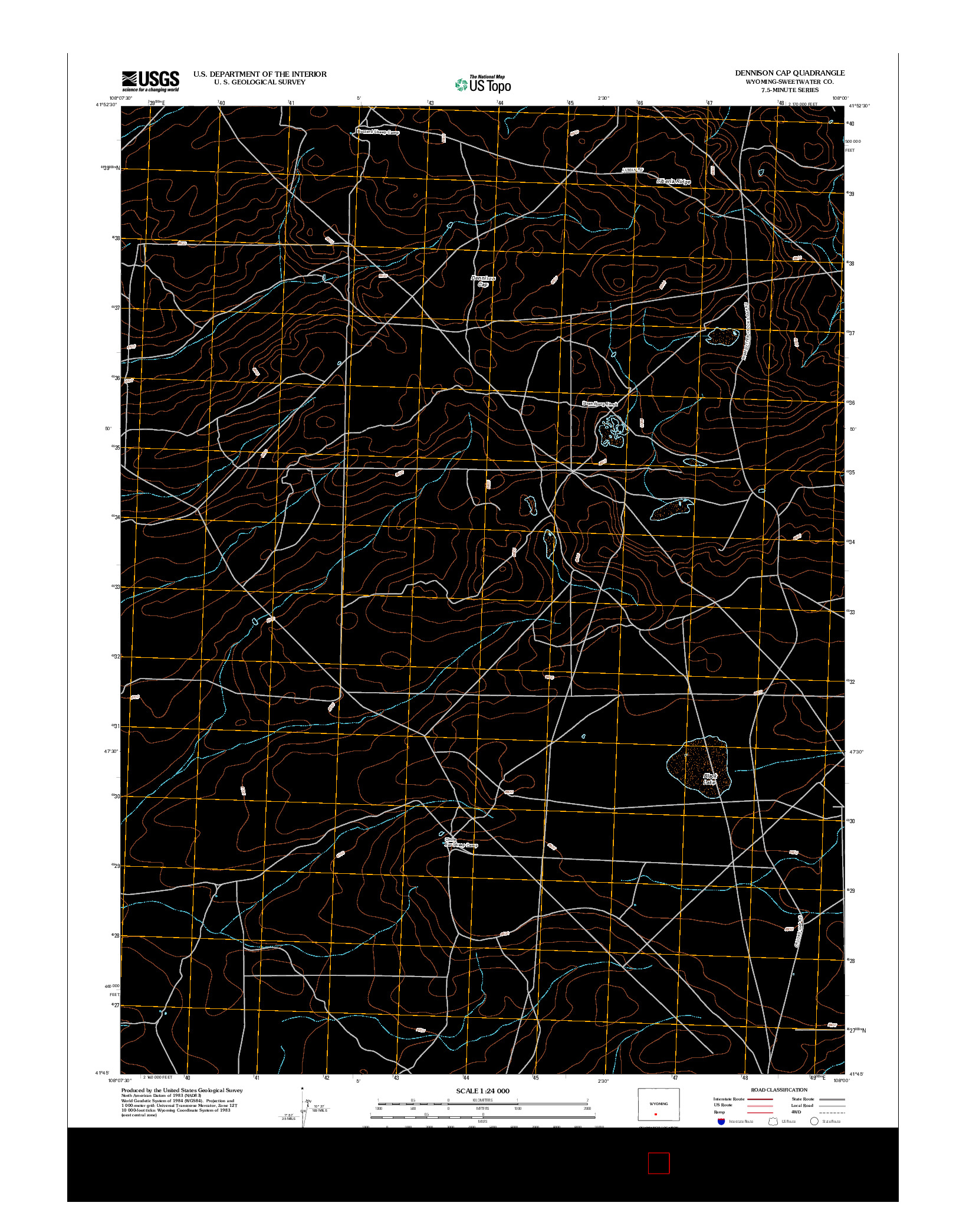 USGS US TOPO 7.5-MINUTE MAP FOR DENNISON CAP, WY 2012