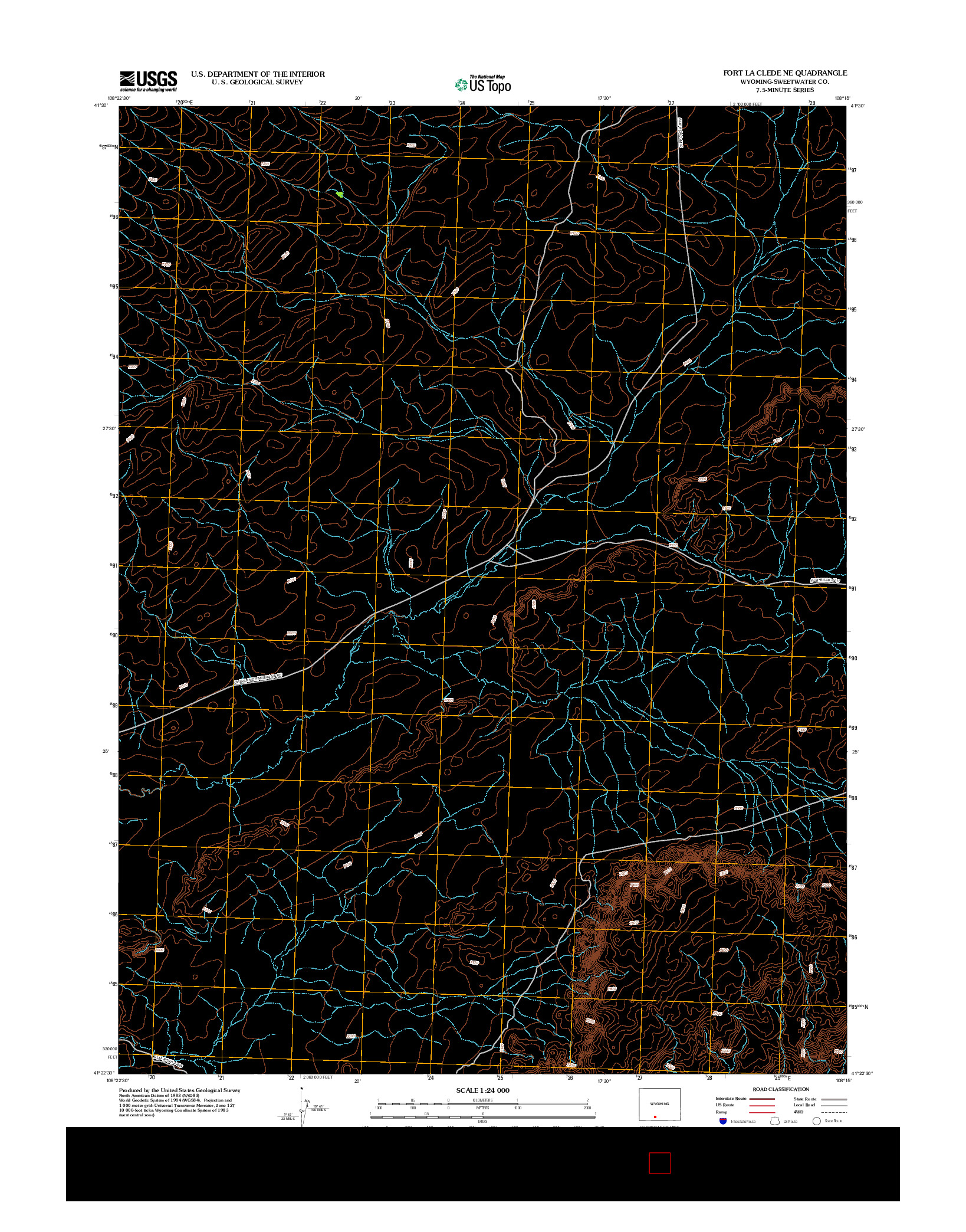 USGS US TOPO 7.5-MINUTE MAP FOR FORT LA CLEDE NE, WY 2012
