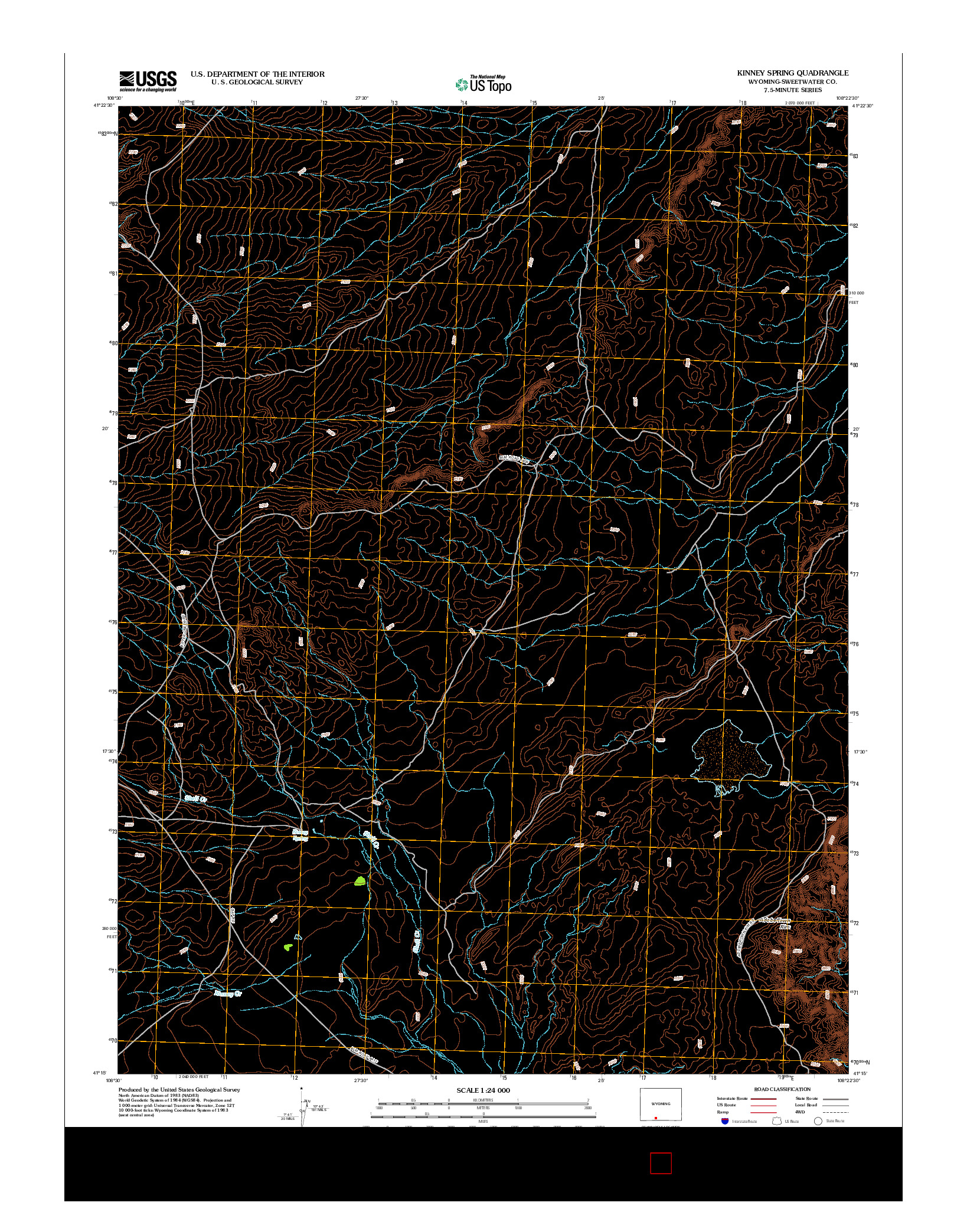 USGS US TOPO 7.5-MINUTE MAP FOR KINNEY SPRING, WY 2012