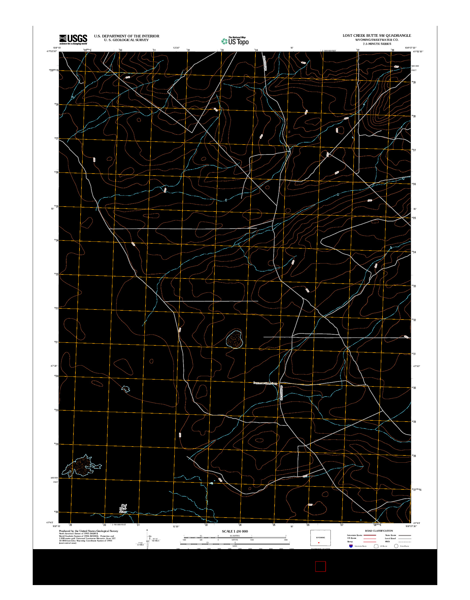USGS US TOPO 7.5-MINUTE MAP FOR LOST CREEK BUTTE SW, WY 2012