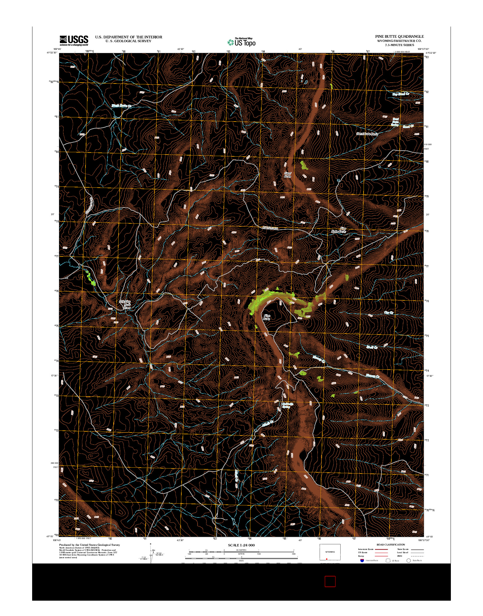 USGS US TOPO 7.5-MINUTE MAP FOR PINE BUTTE, WY 2012