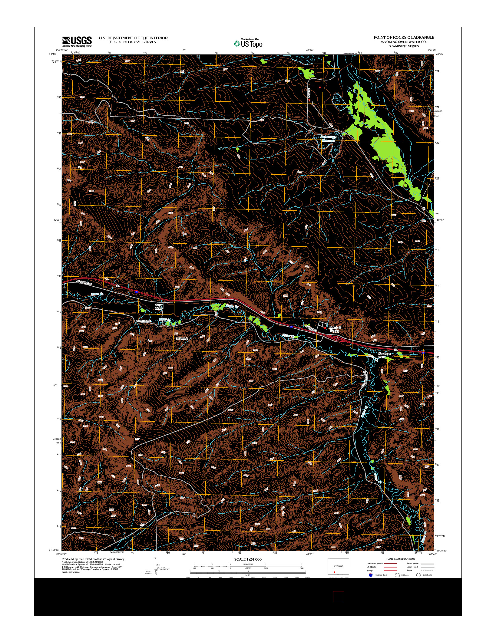 USGS US TOPO 7.5-MINUTE MAP FOR POINT OF ROCKS, WY 2012