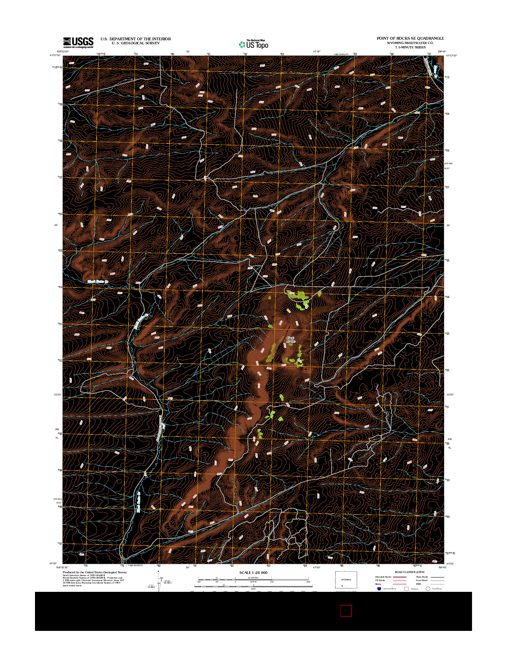 USGS US TOPO 7.5-MINUTE MAP FOR POINT OF ROCKS SE, WY 2012