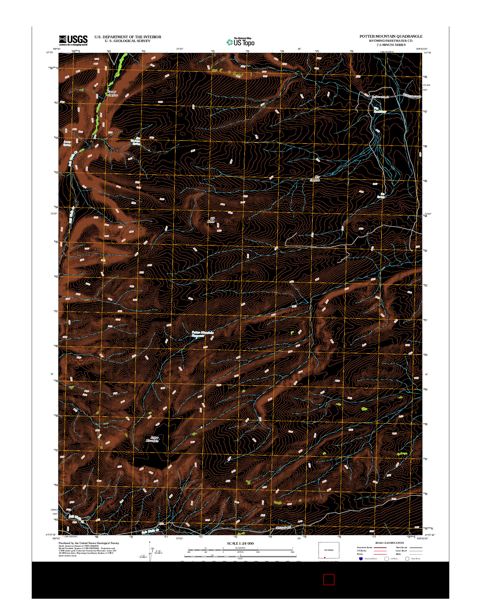 USGS US TOPO 7.5-MINUTE MAP FOR POTTER MOUNTAIN, WY 2012