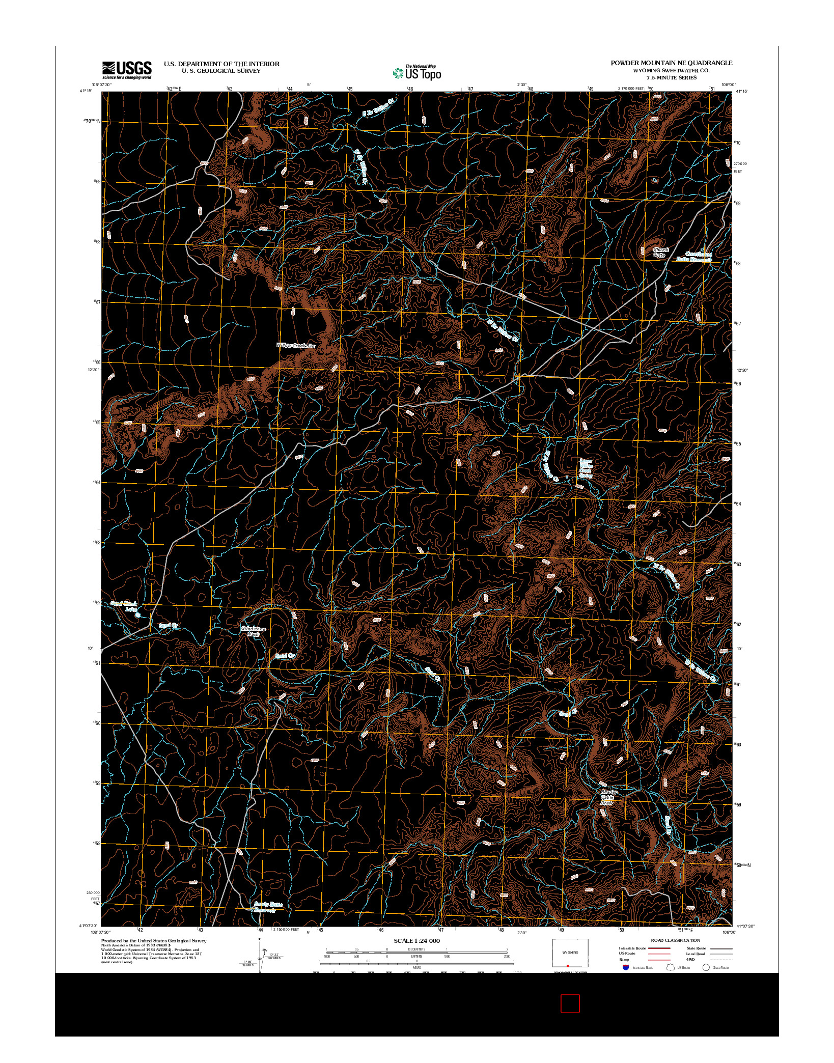 USGS US TOPO 7.5-MINUTE MAP FOR POWDER MOUNTAIN NE, WY 2012