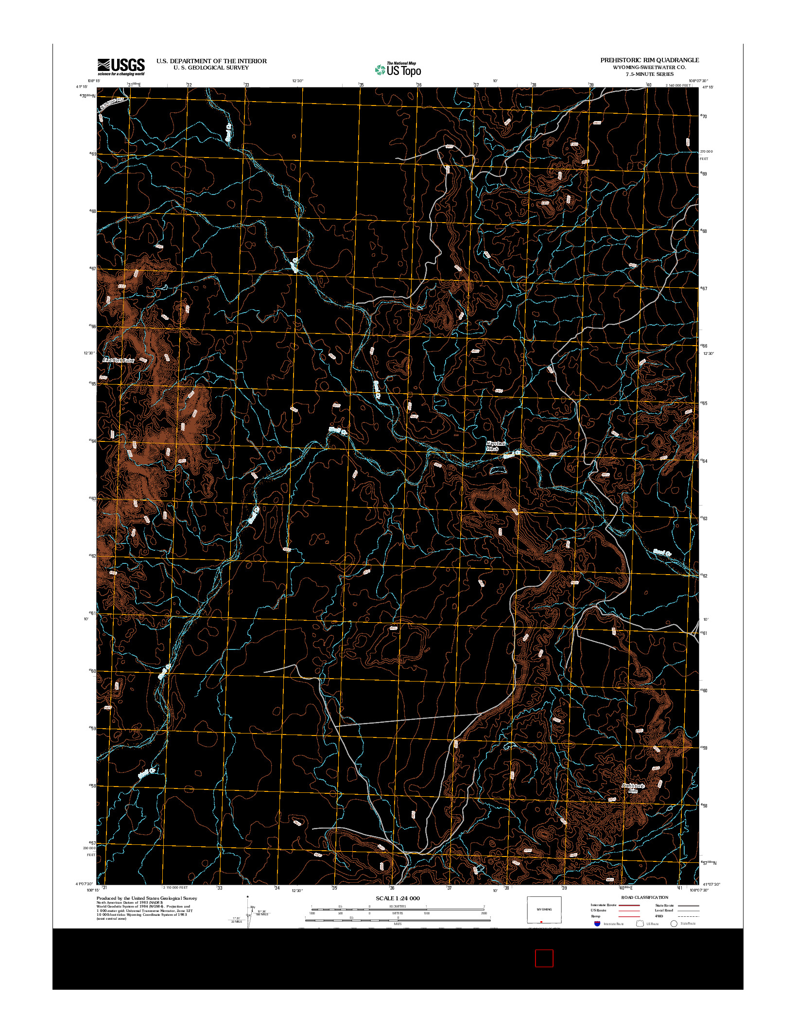 USGS US TOPO 7.5-MINUTE MAP FOR PREHISTORIC RIM, WY 2012