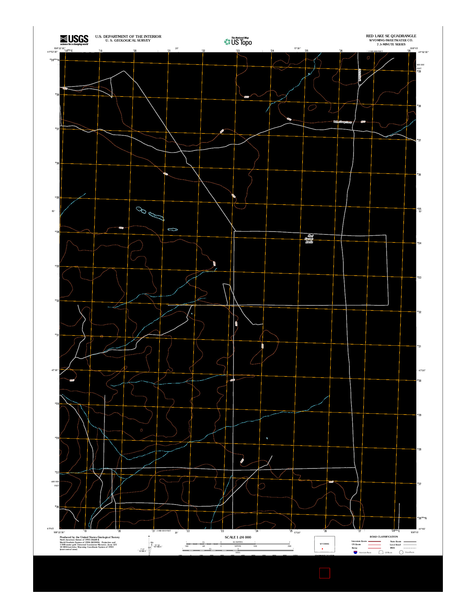 USGS US TOPO 7.5-MINUTE MAP FOR RED LAKE SE, WY 2012