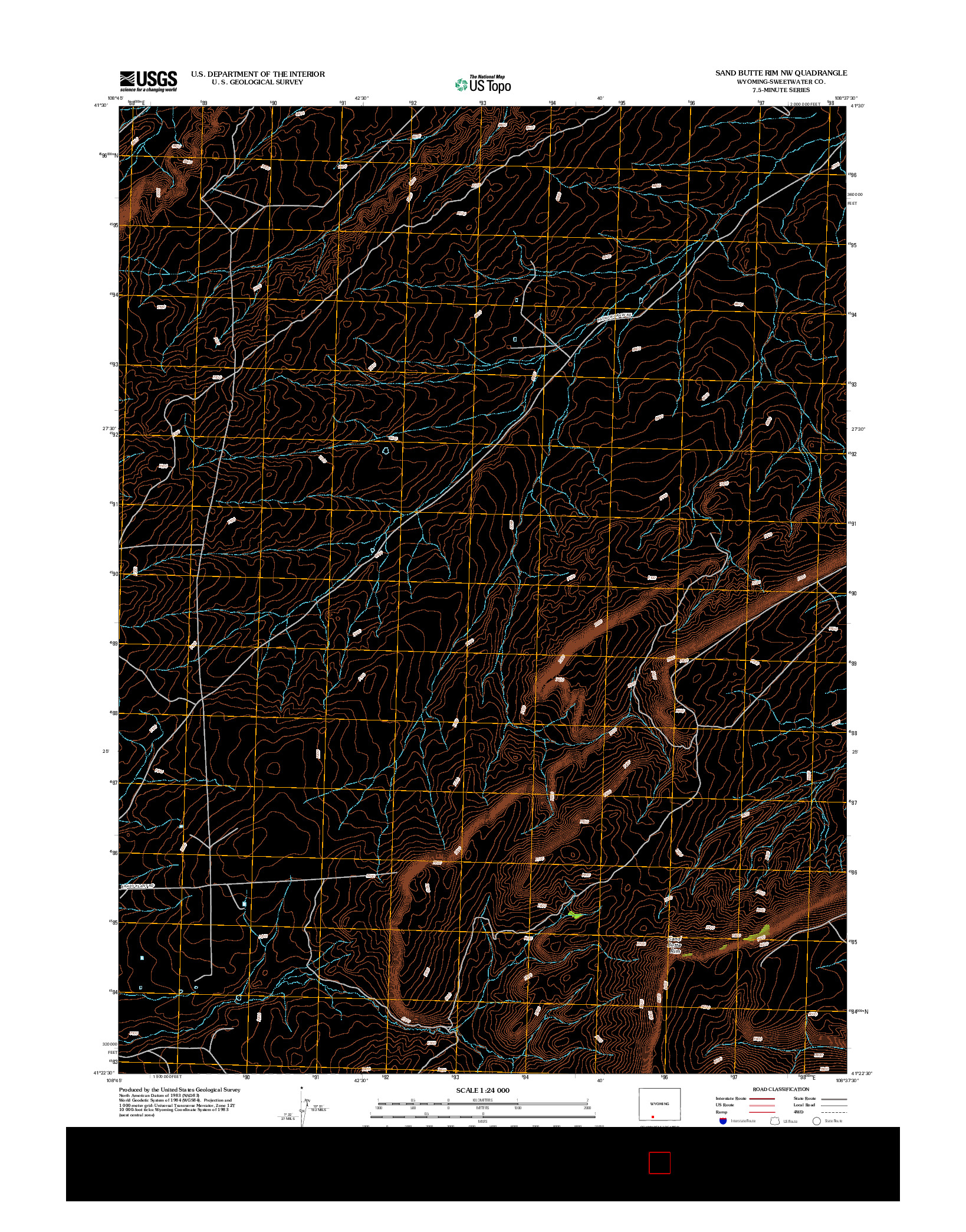 USGS US TOPO 7.5-MINUTE MAP FOR SAND BUTTE RIM NW, WY 2012