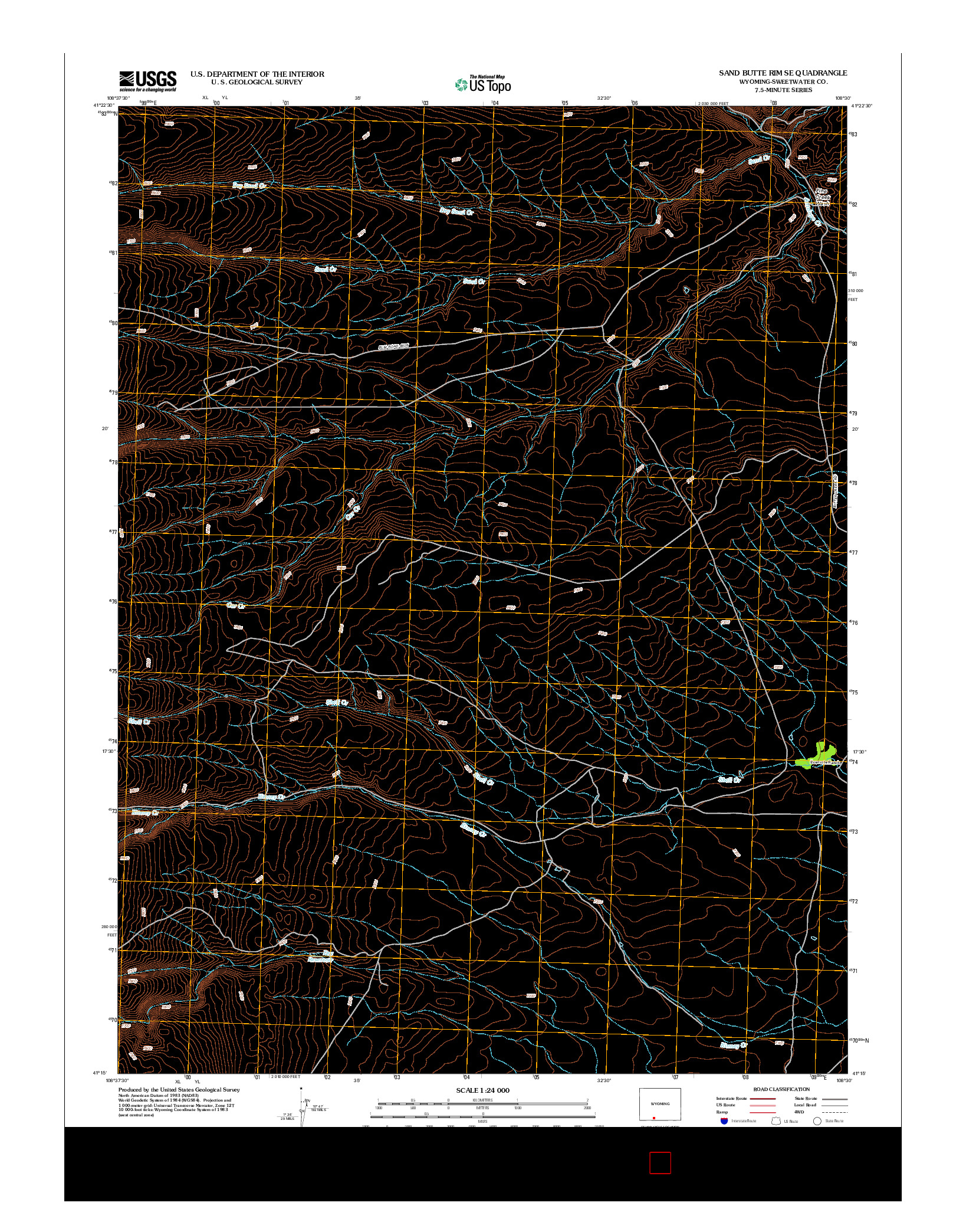 USGS US TOPO 7.5-MINUTE MAP FOR SAND BUTTE RIM SE, WY 2012