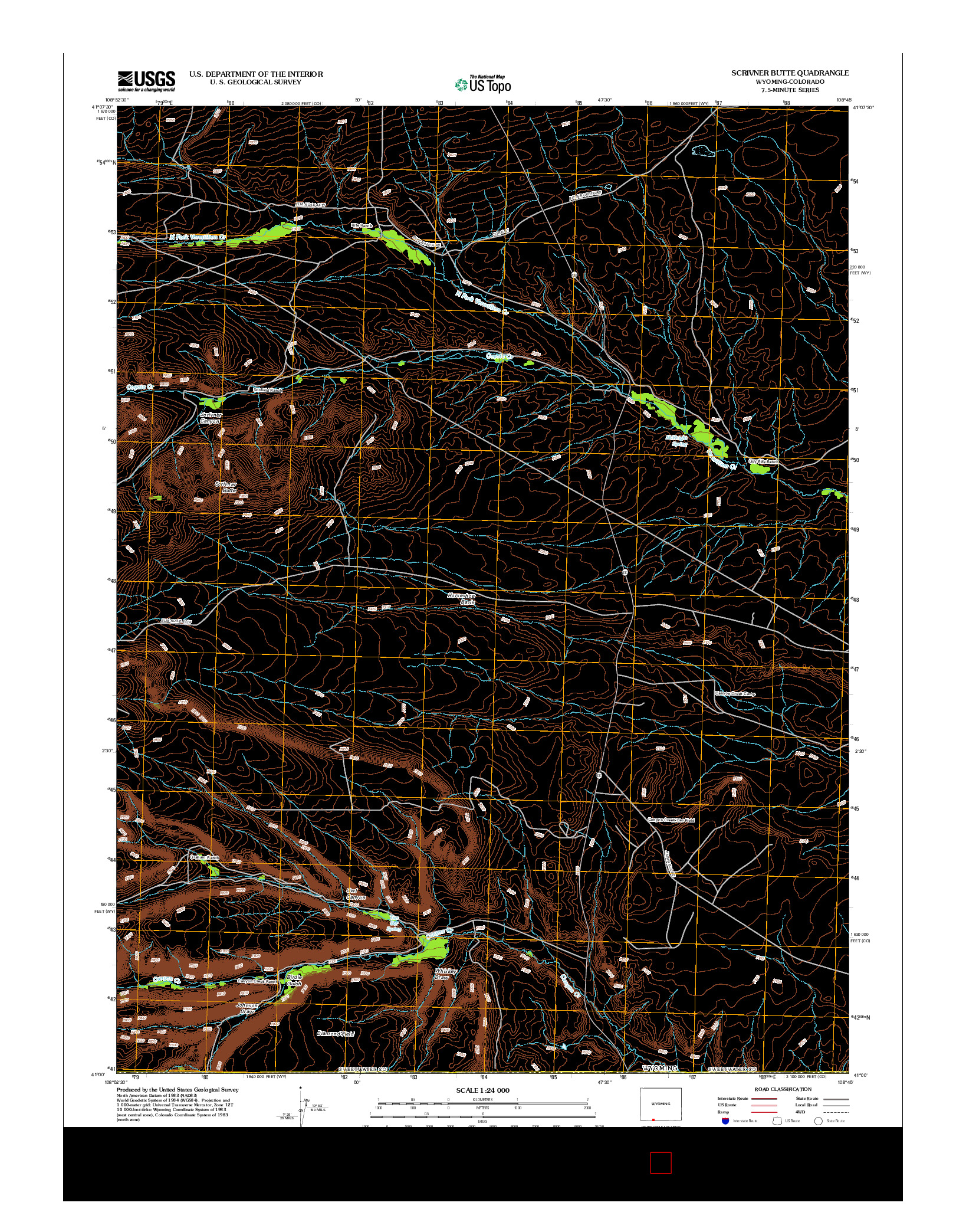 USGS US TOPO 7.5-MINUTE MAP FOR SCRIVNER BUTTE, WY-CO 2012