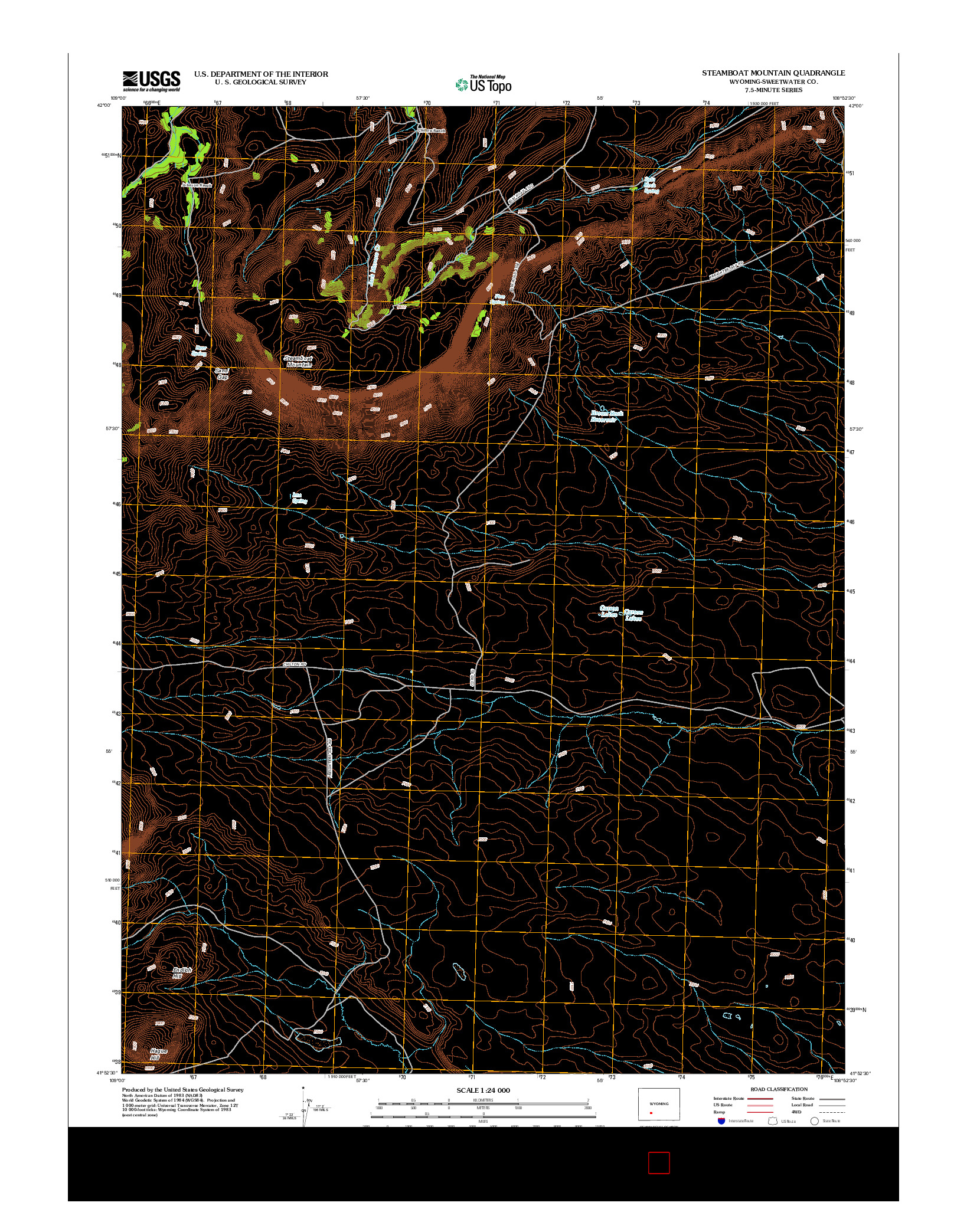 USGS US TOPO 7.5-MINUTE MAP FOR STEAMBOAT MOUNTAIN, WY 2012