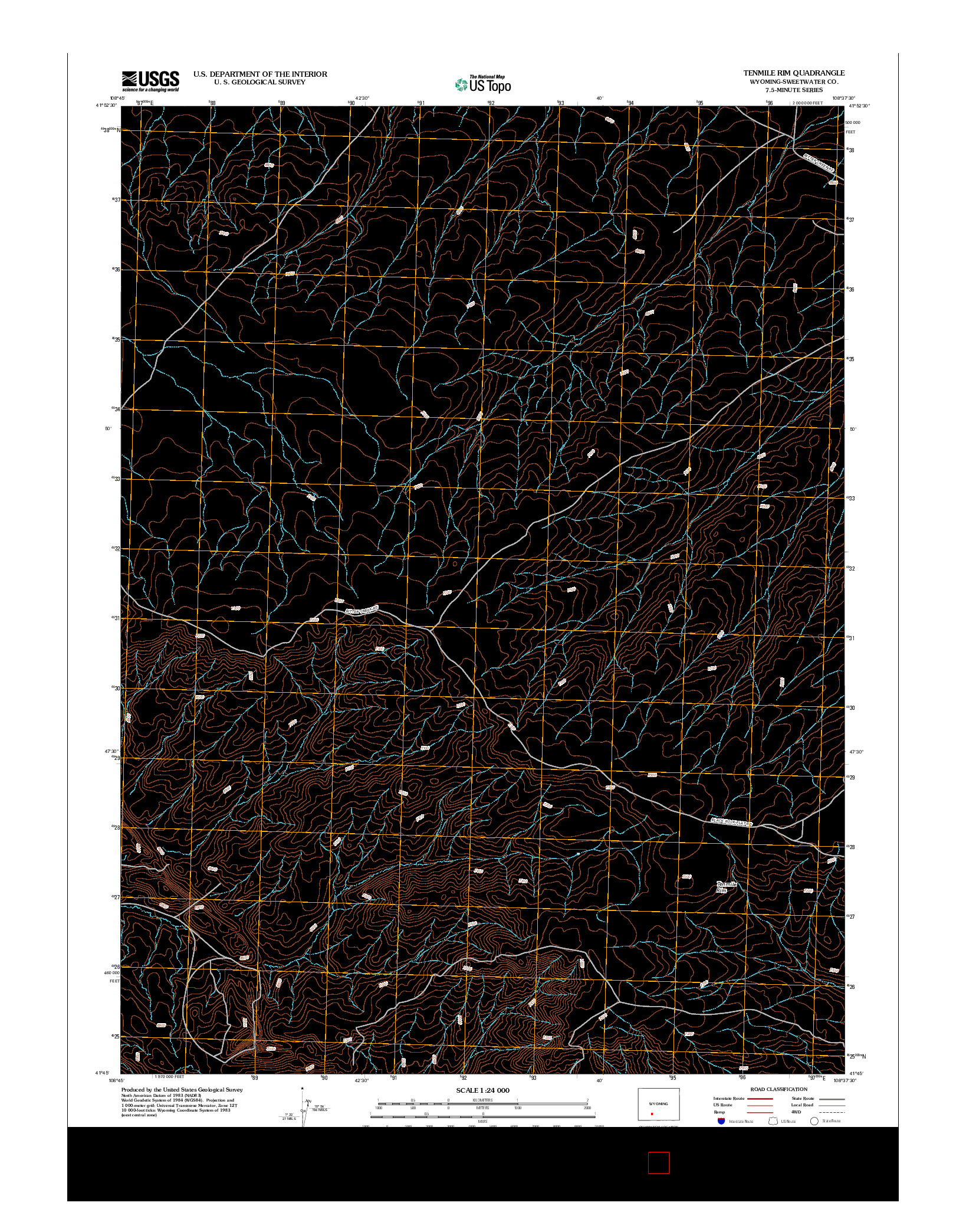 USGS US TOPO 7.5-MINUTE MAP FOR TENMILE RIM, WY 2012