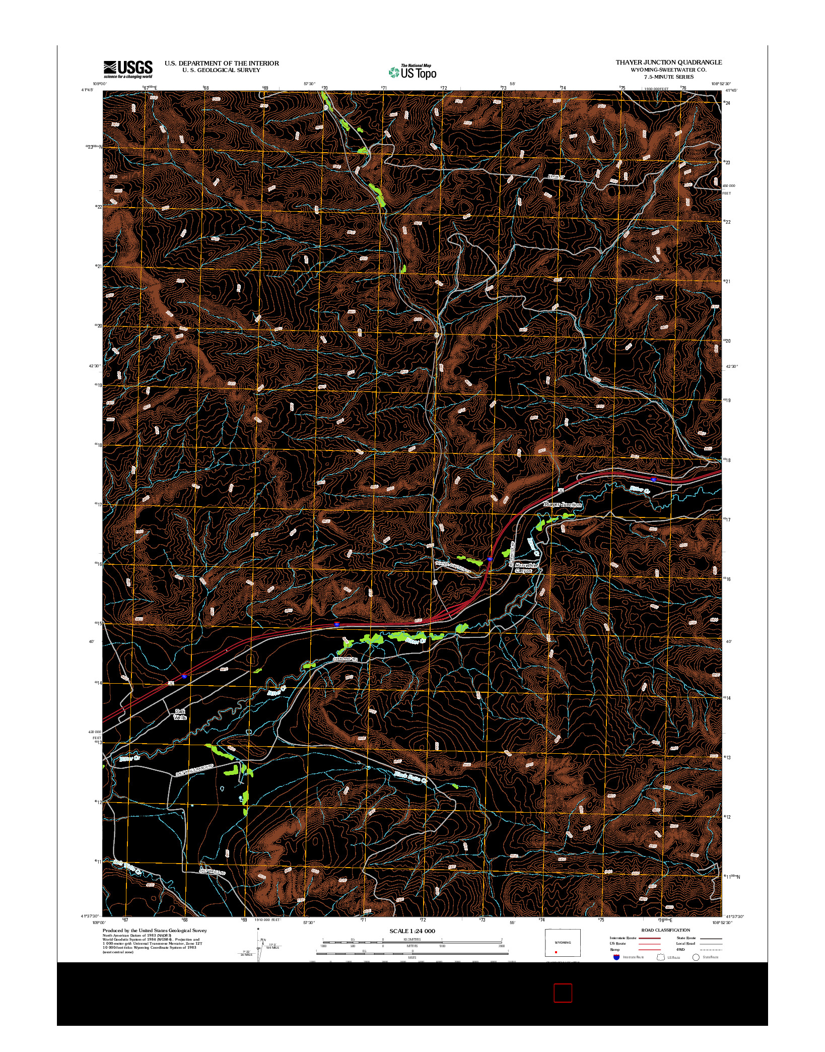 USGS US TOPO 7.5-MINUTE MAP FOR THAYER JUNCTION, WY 2012