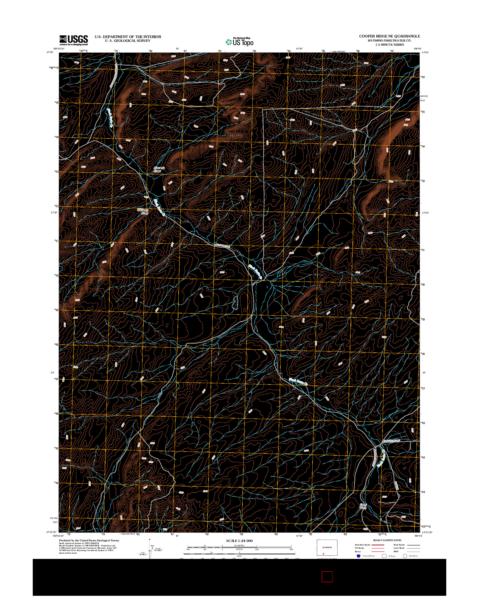 USGS US TOPO 7.5-MINUTE MAP FOR COOPER RIDGE NE, WY 2012