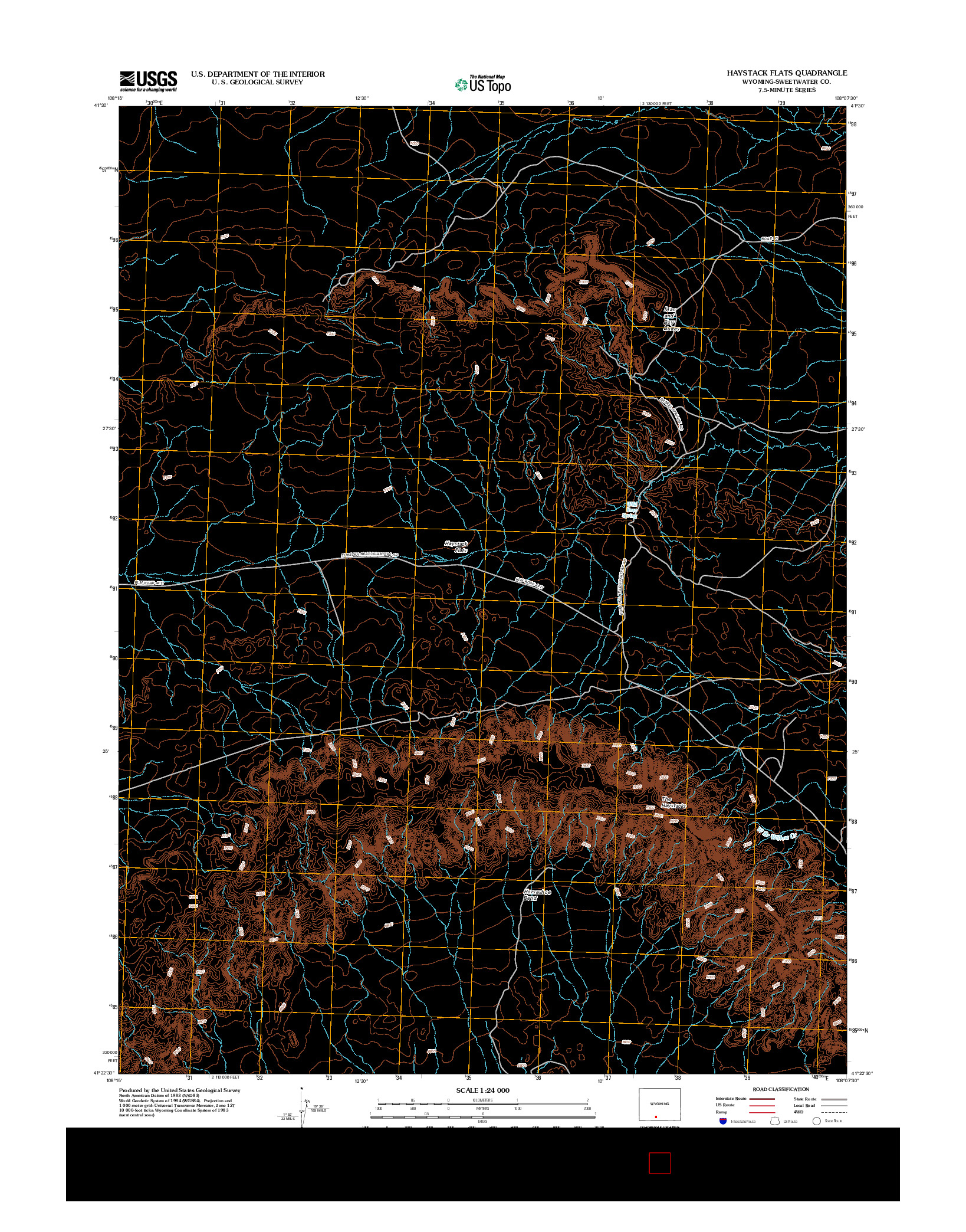 USGS US TOPO 7.5-MINUTE MAP FOR HAYSTACK FLATS, WY 2012