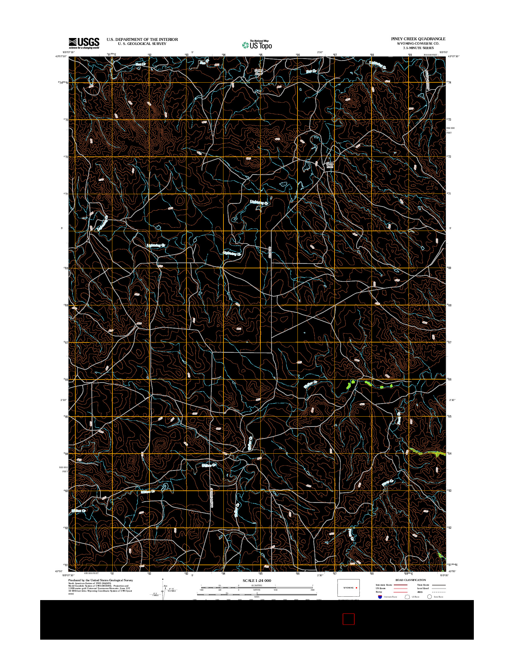 USGS US TOPO 7.5-MINUTE MAP FOR PINEY CREEK, WY 2012