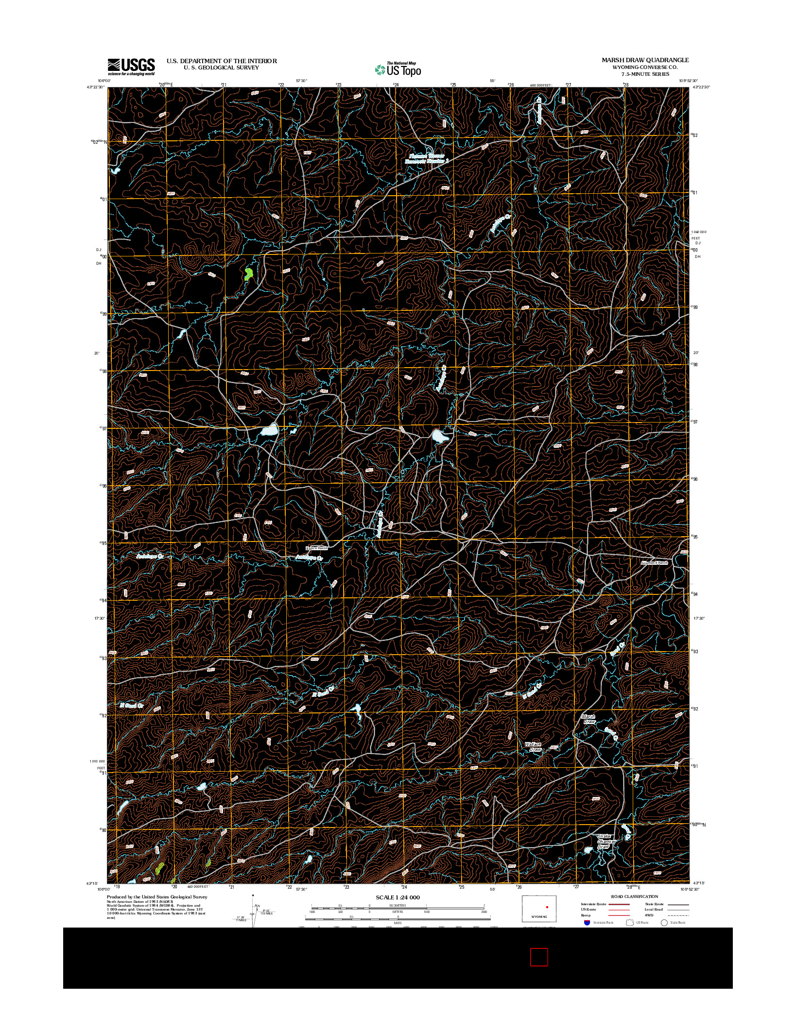 USGS US TOPO 7.5-MINUTE MAP FOR MARSH DRAW, WY 2012