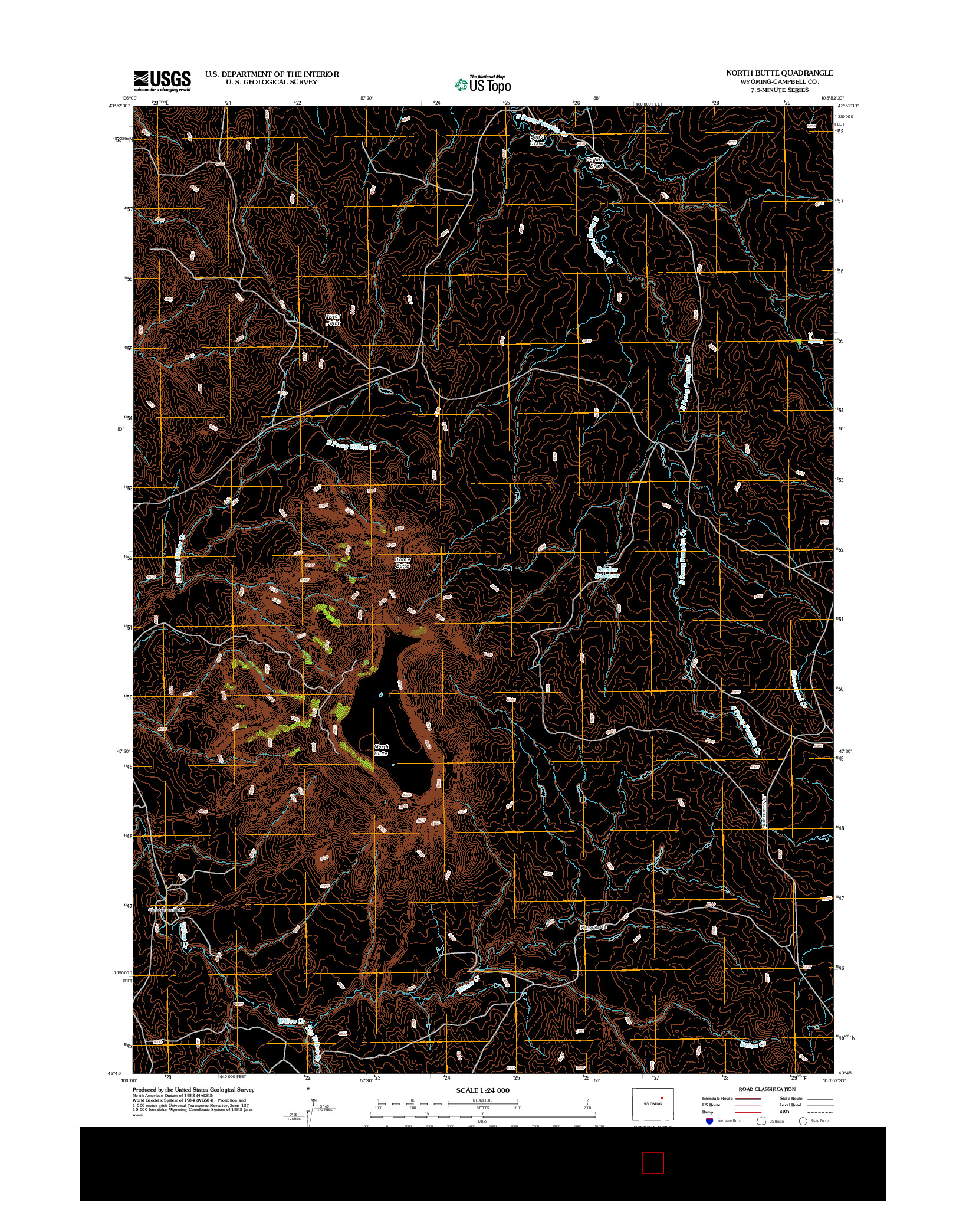 USGS US TOPO 7.5-MINUTE MAP FOR NORTH BUTTE, WY 2012