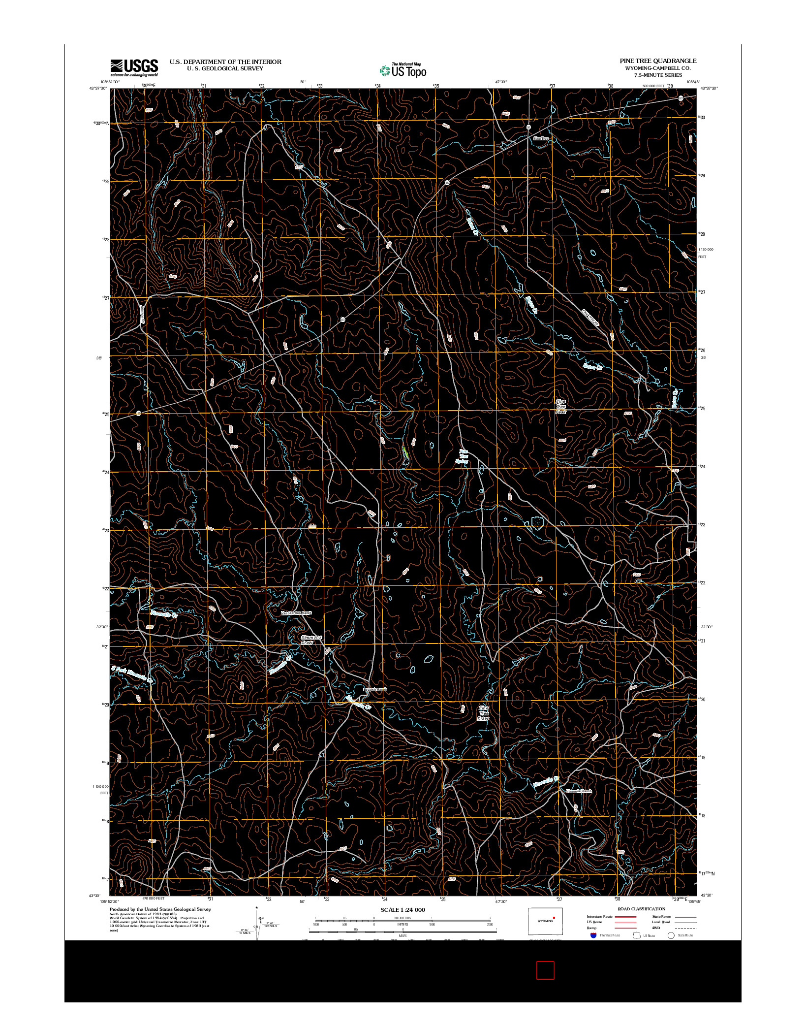 USGS US TOPO 7.5-MINUTE MAP FOR PINE TREE, WY 2012