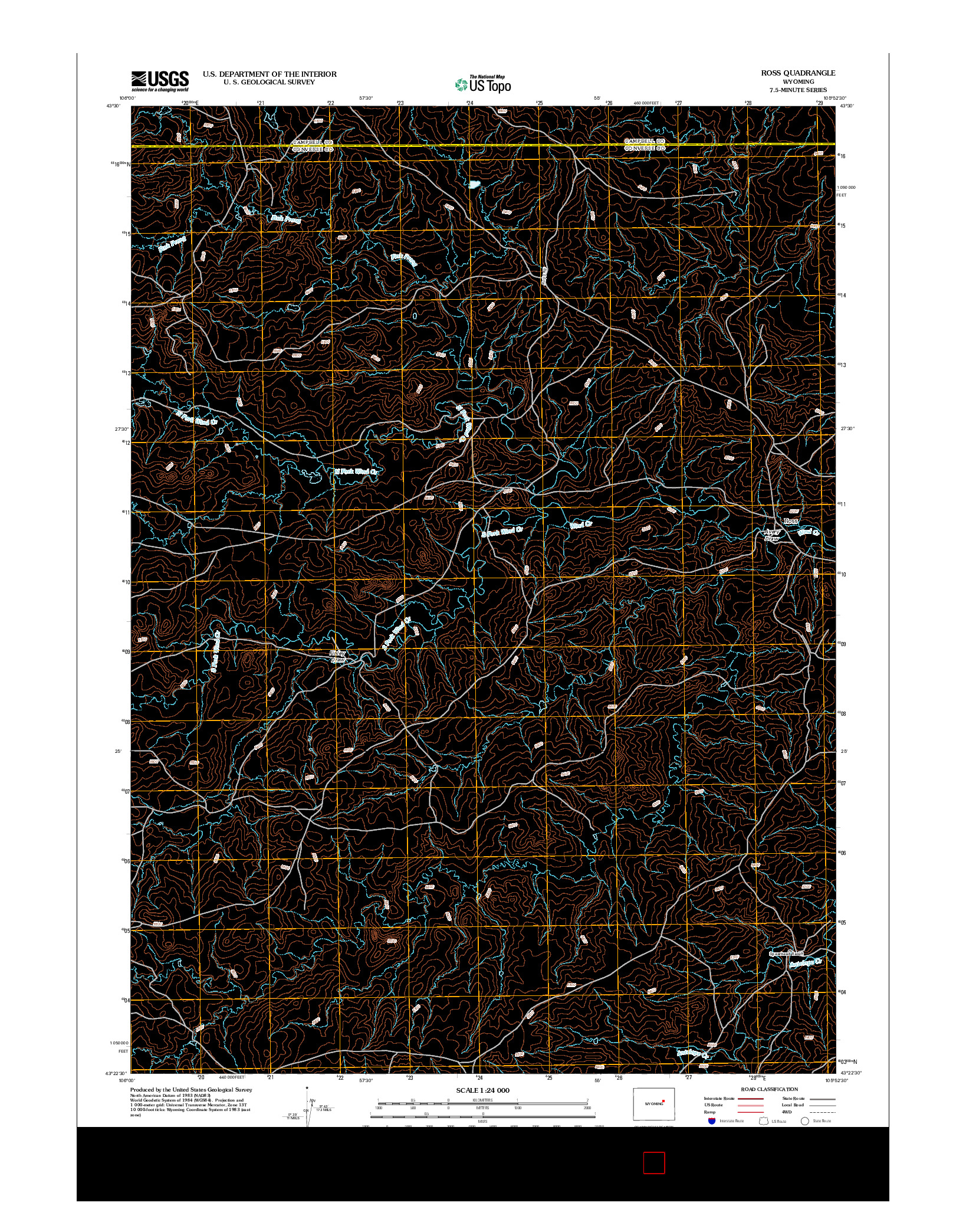 USGS US TOPO 7.5-MINUTE MAP FOR ROSS, WY 2012