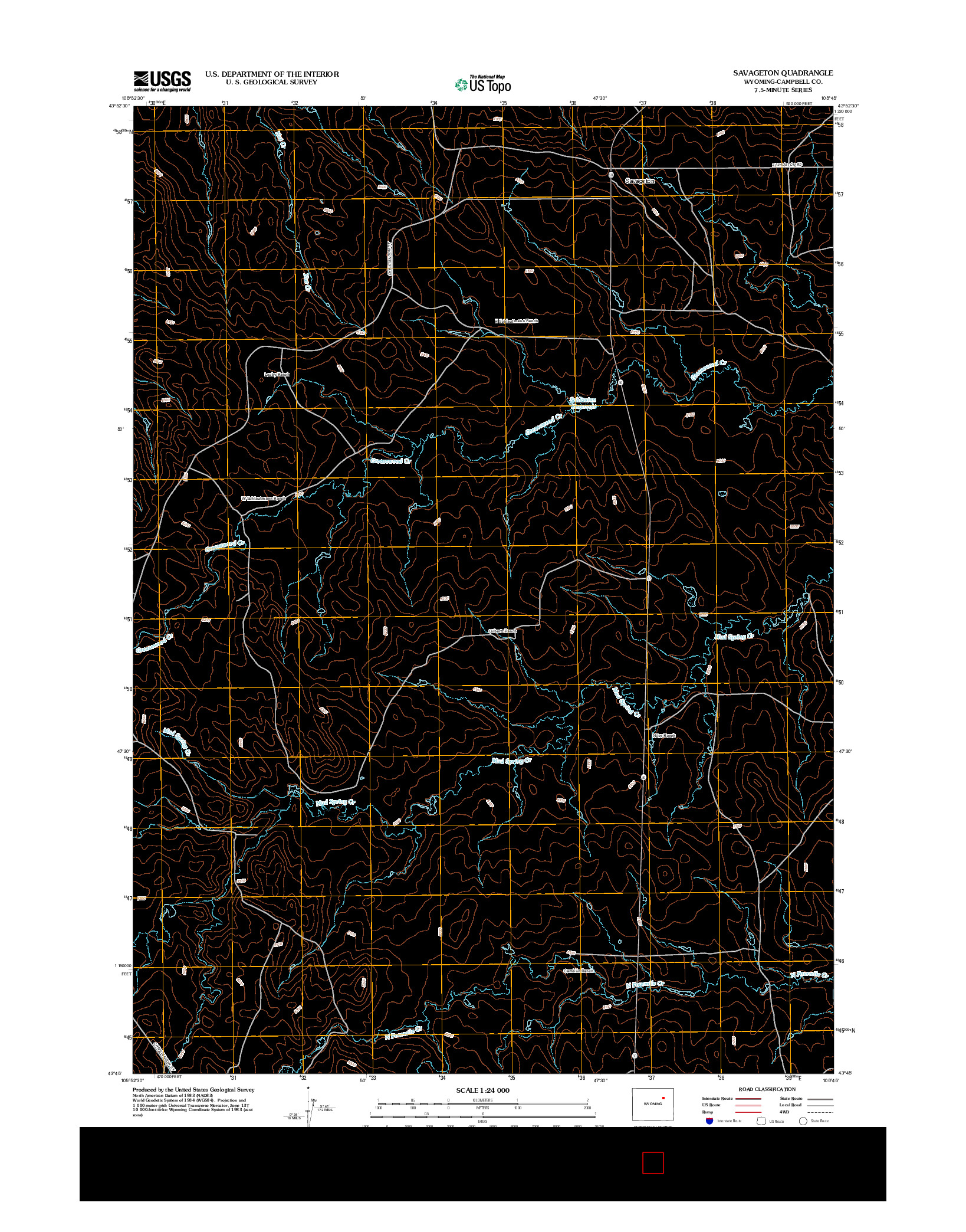 USGS US TOPO 7.5-MINUTE MAP FOR SAVAGETON, WY 2012