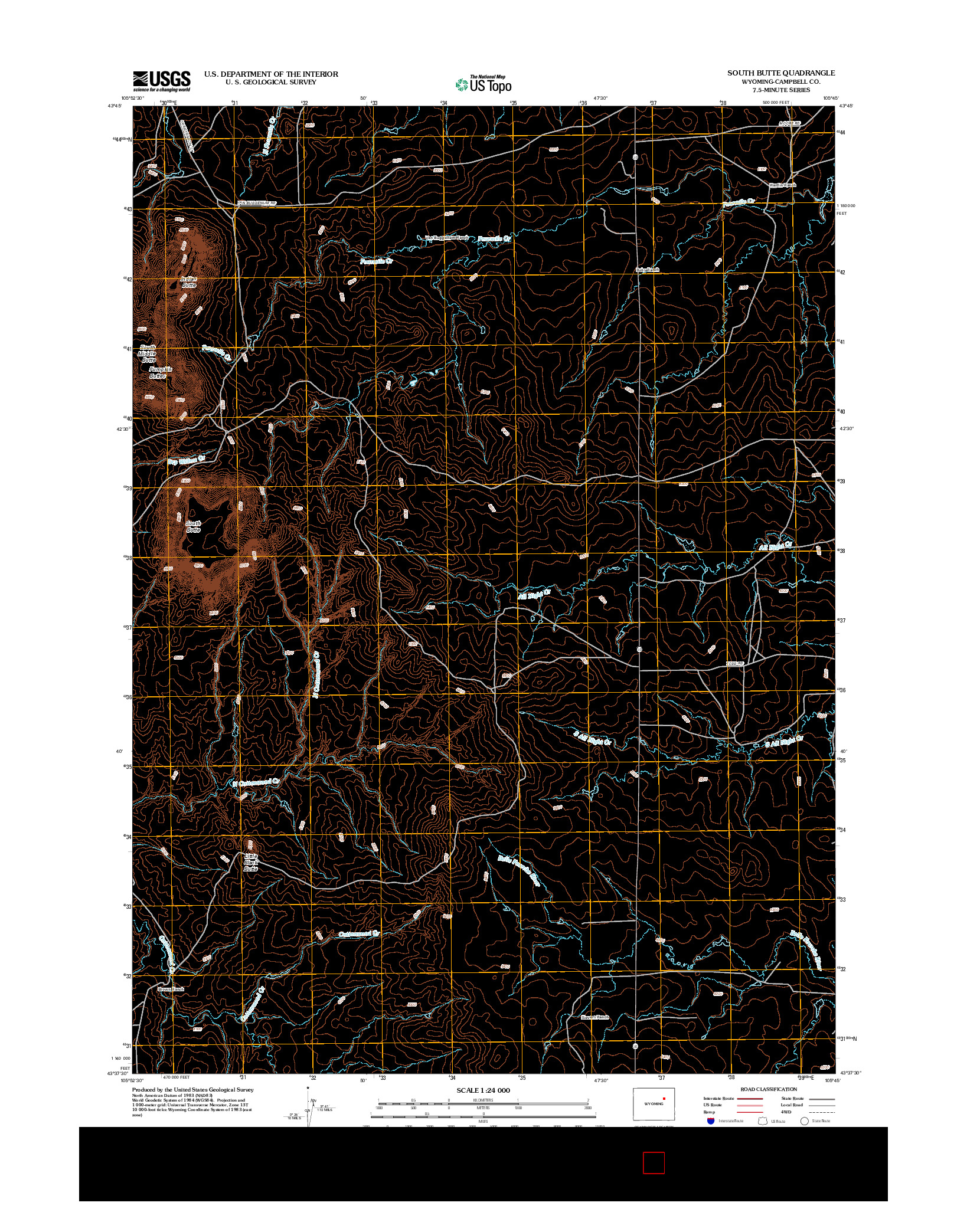 USGS US TOPO 7.5-MINUTE MAP FOR SOUTH BUTTE, WY 2012