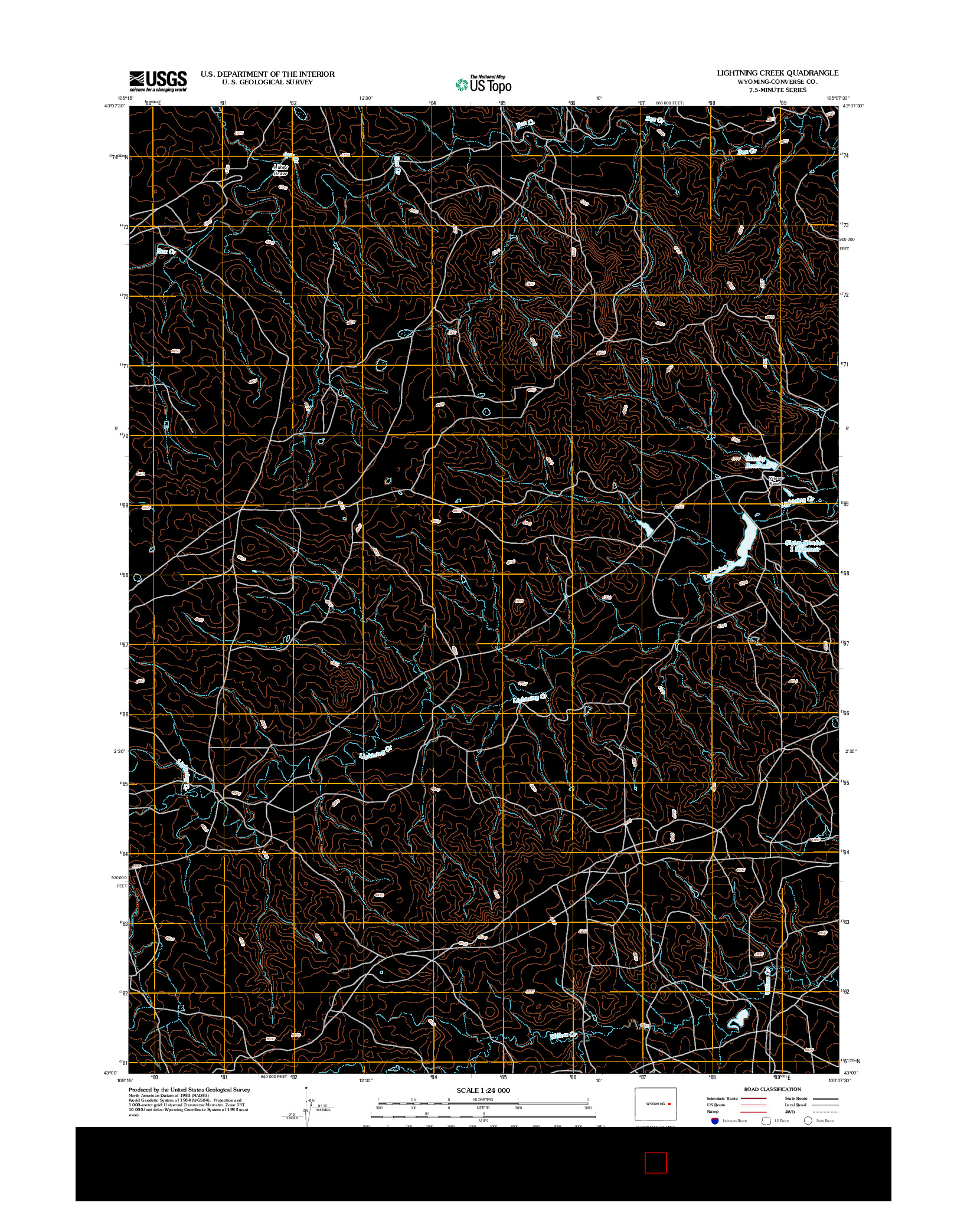 USGS US TOPO 7.5-MINUTE MAP FOR LIGHTNING CREEK, WY 2012