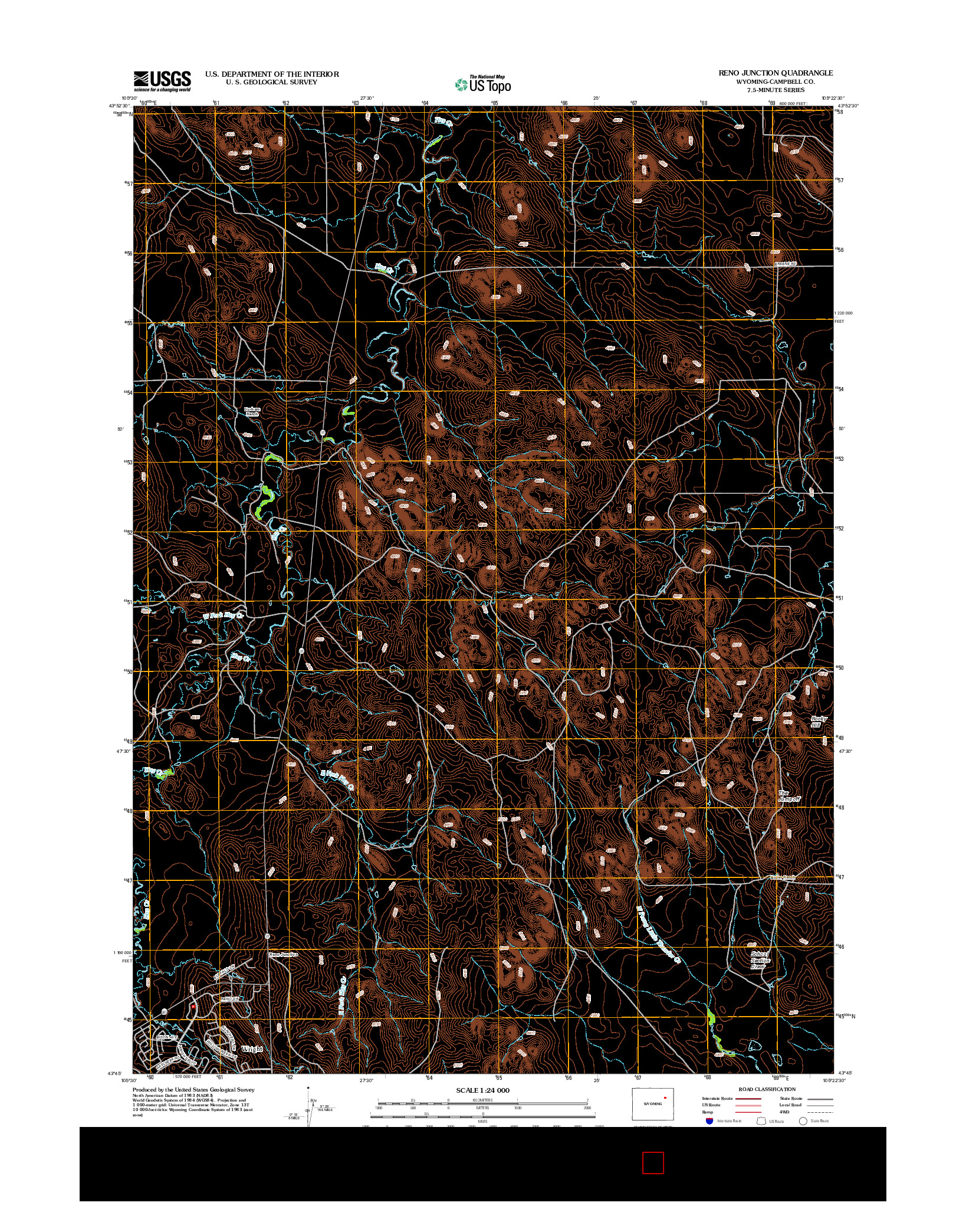 USGS US TOPO 7.5-MINUTE MAP FOR RENO JUNCTION, WY 2012