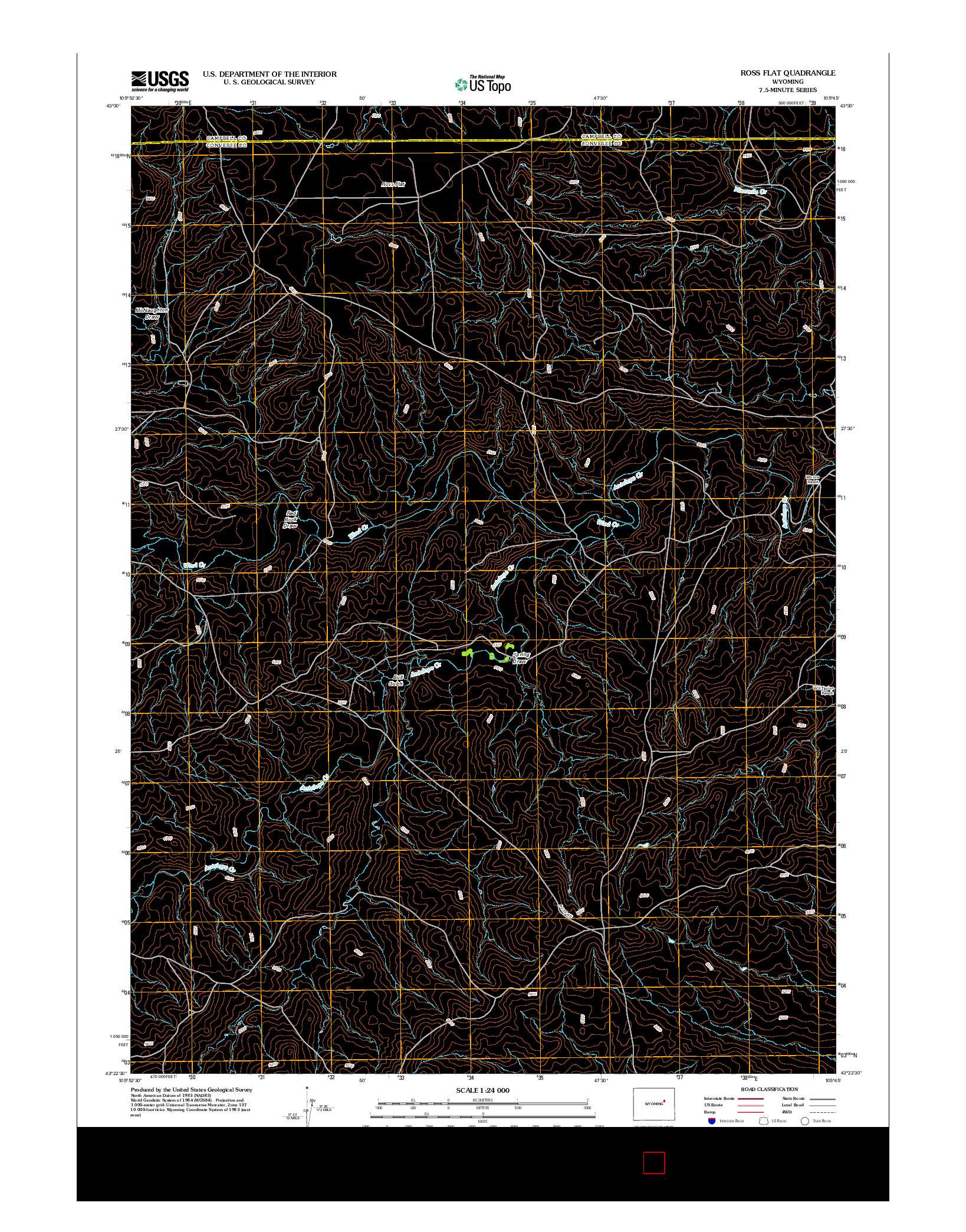 USGS US TOPO 7.5-MINUTE MAP FOR ROSS FLAT, WY 2012