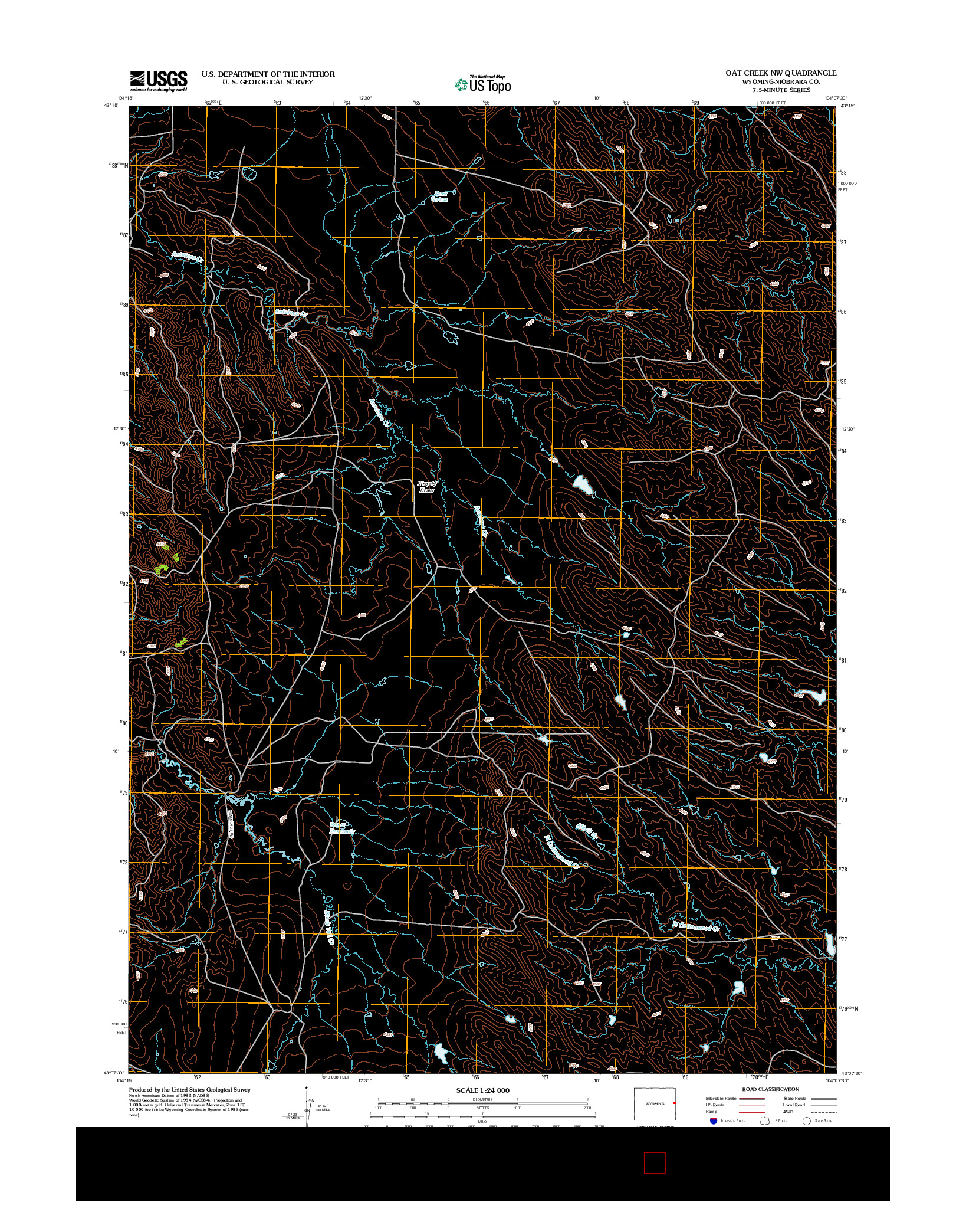 USGS US TOPO 7.5-MINUTE MAP FOR OAT CREEK NW, WY 2012