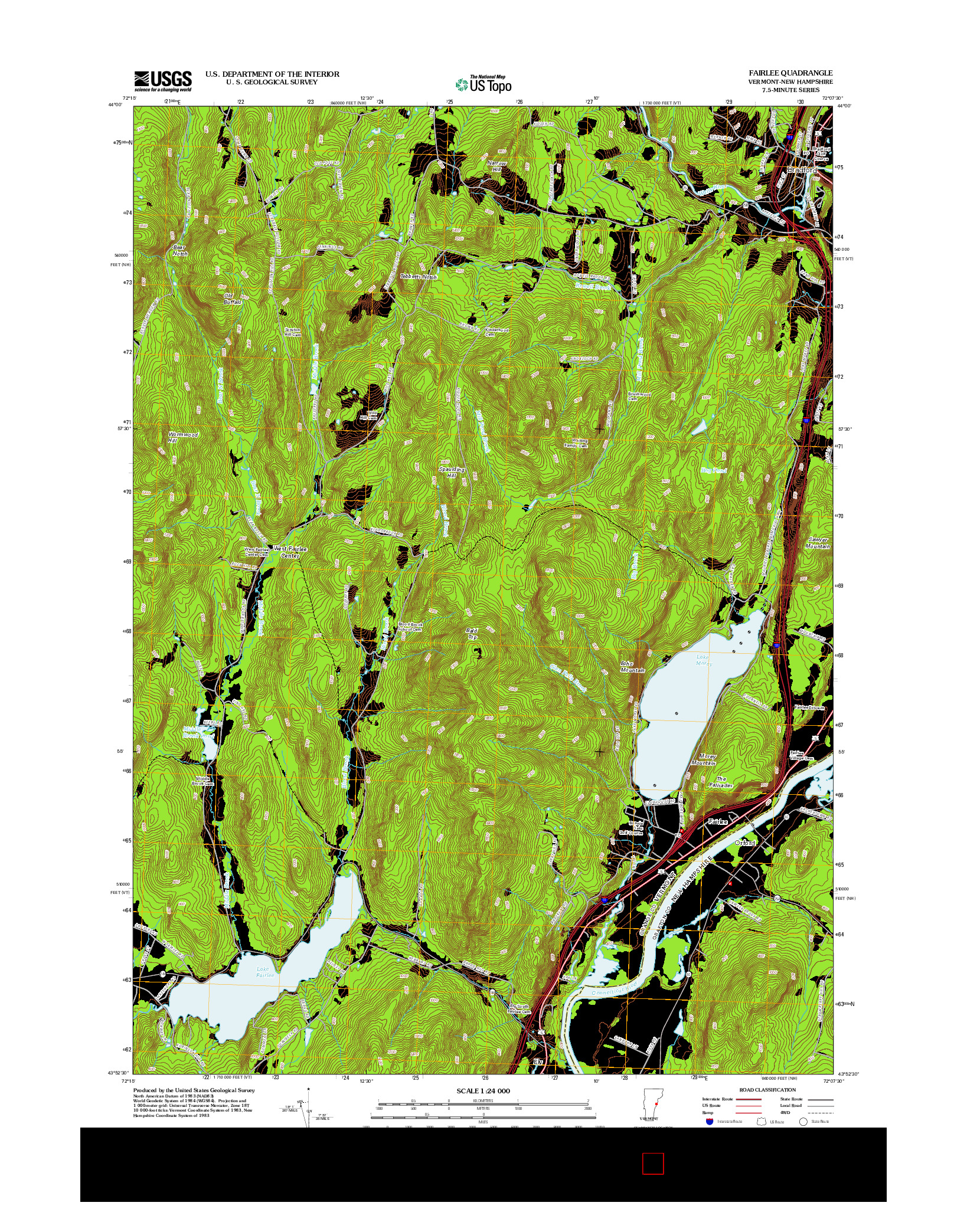 USGS US TOPO 7.5-MINUTE MAP FOR FAIRLEE, VT-NH 2012