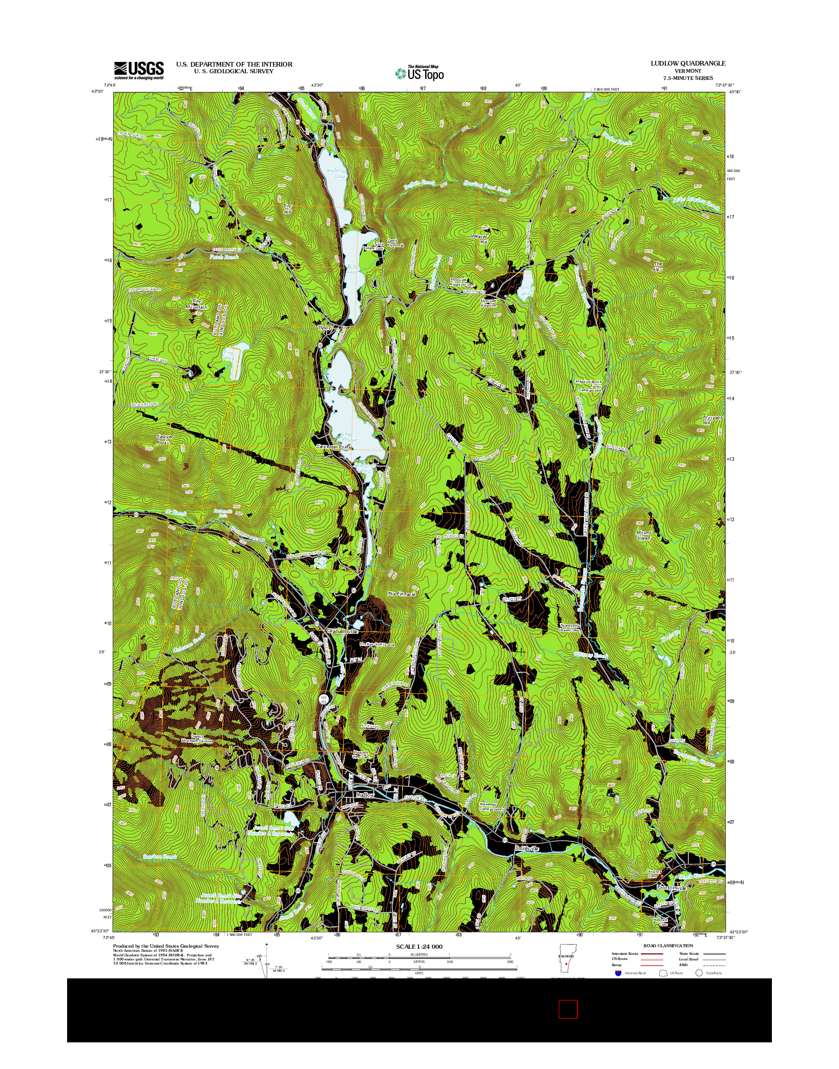 USGS US TOPO 7.5-MINUTE MAP FOR LUDLOW, VT 2012