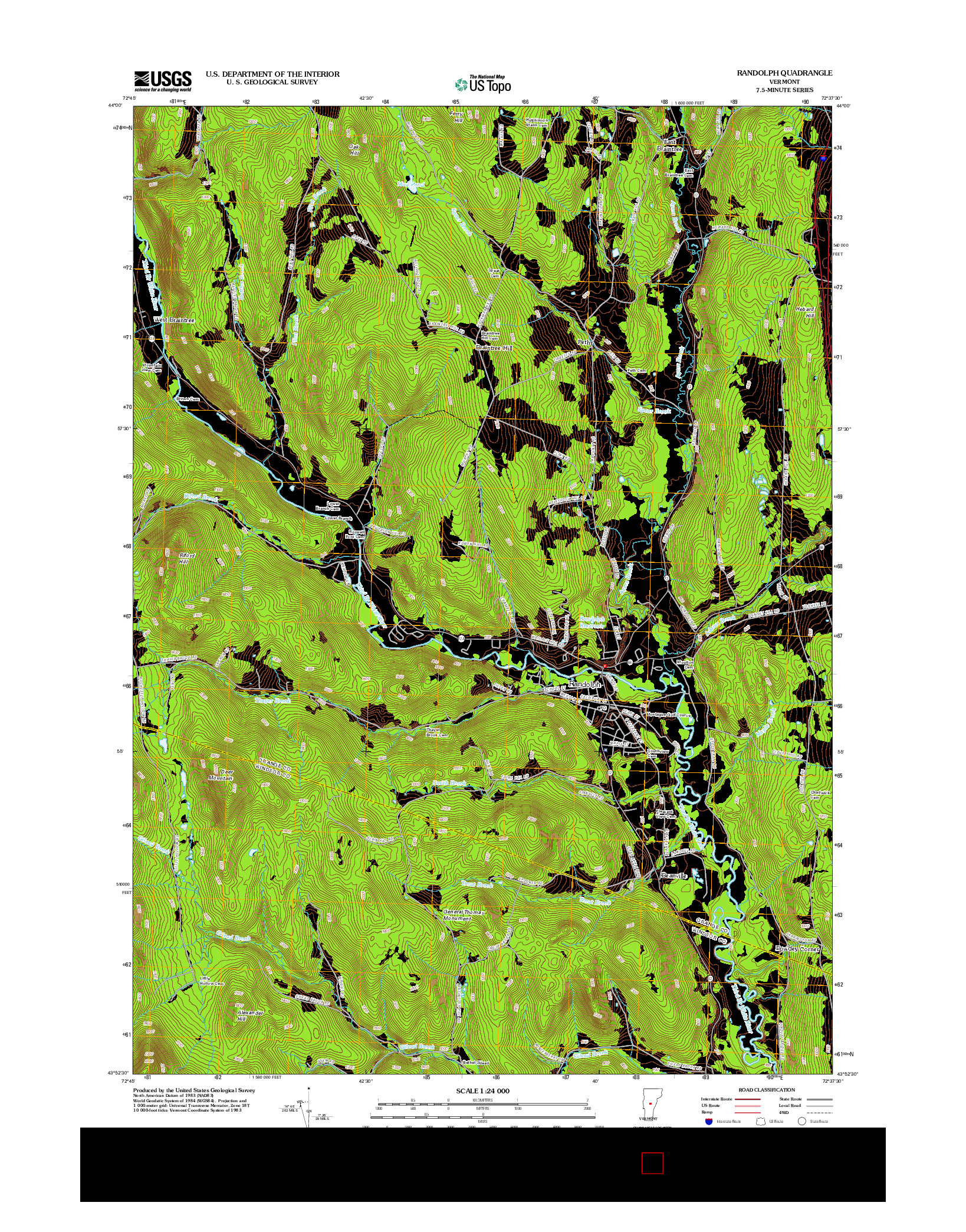 USGS US TOPO 7.5-MINUTE MAP FOR RANDOLPH, VT 2012