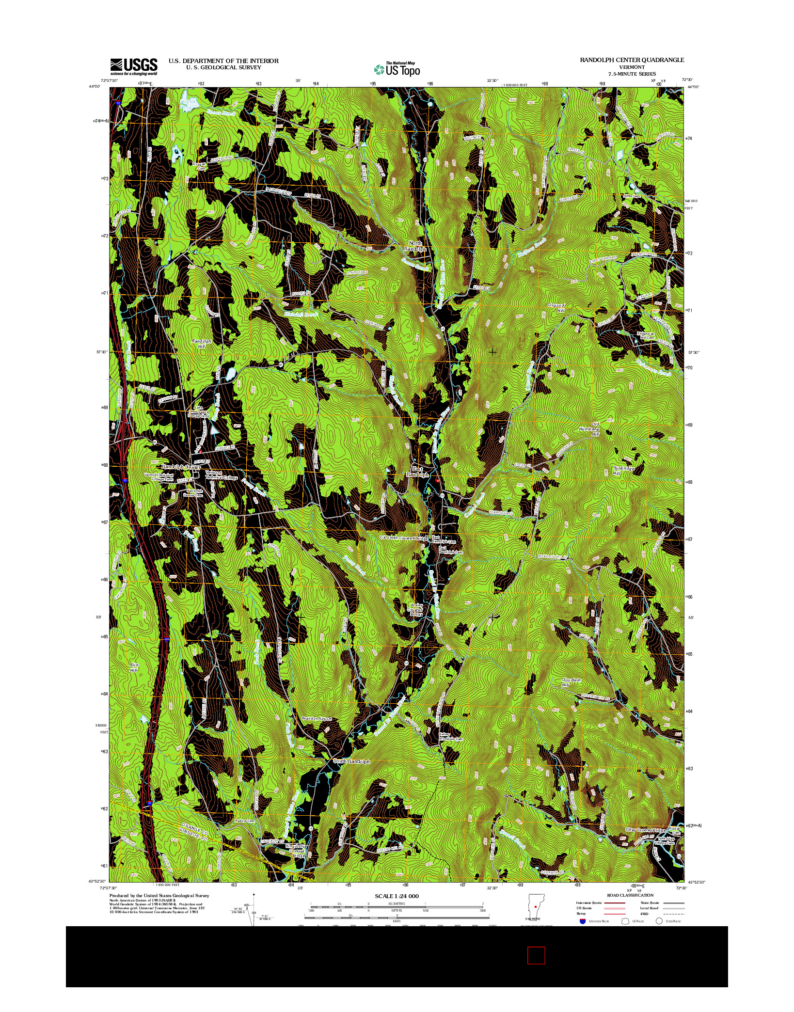 USGS US TOPO 7.5-MINUTE MAP FOR RANDOLPH CENTER, VT 2012