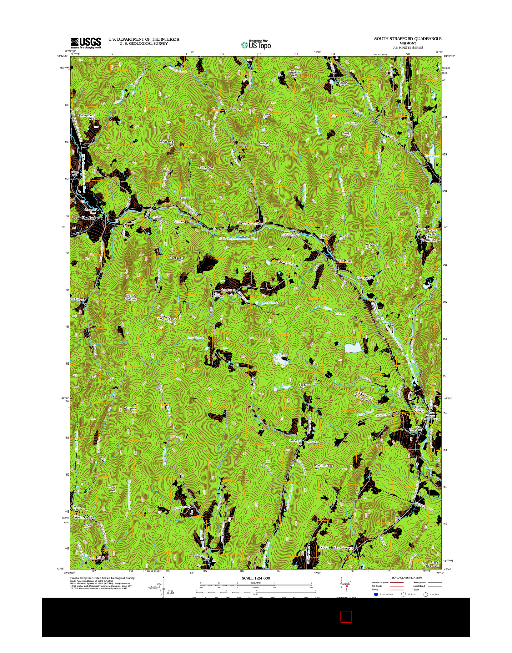 USGS US TOPO 7.5-MINUTE MAP FOR SOUTH STRAFFORD, VT 2012