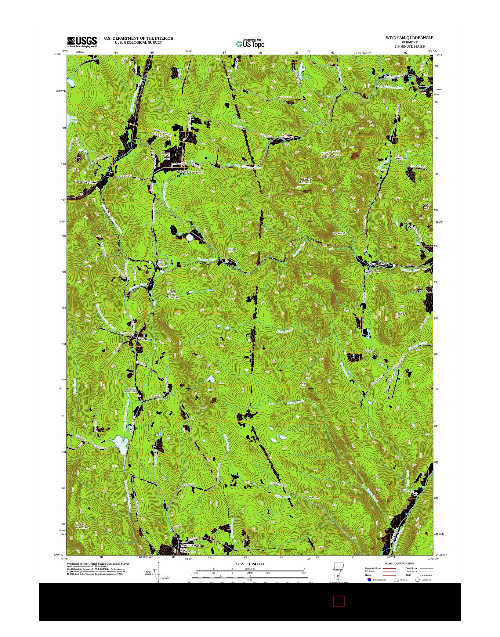 USGS US TOPO 7.5-MINUTE MAP FOR WINDHAM, VT 2012