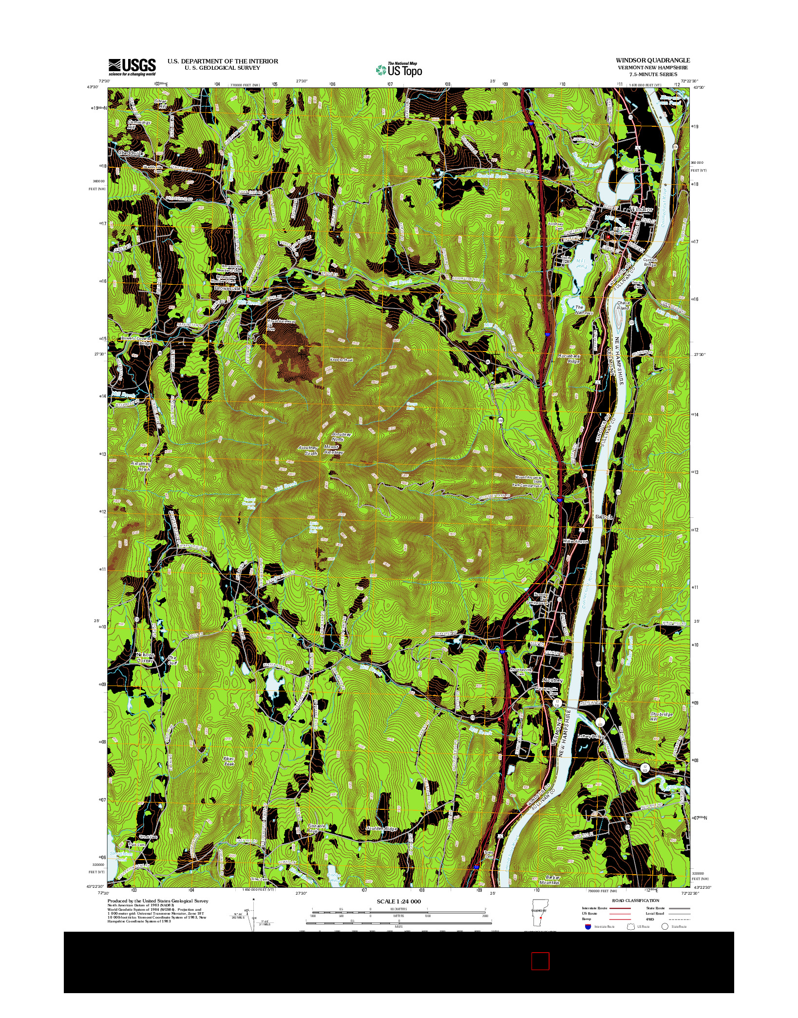 USGS US TOPO 7.5-MINUTE MAP FOR WINDSOR, VT-NH 2012